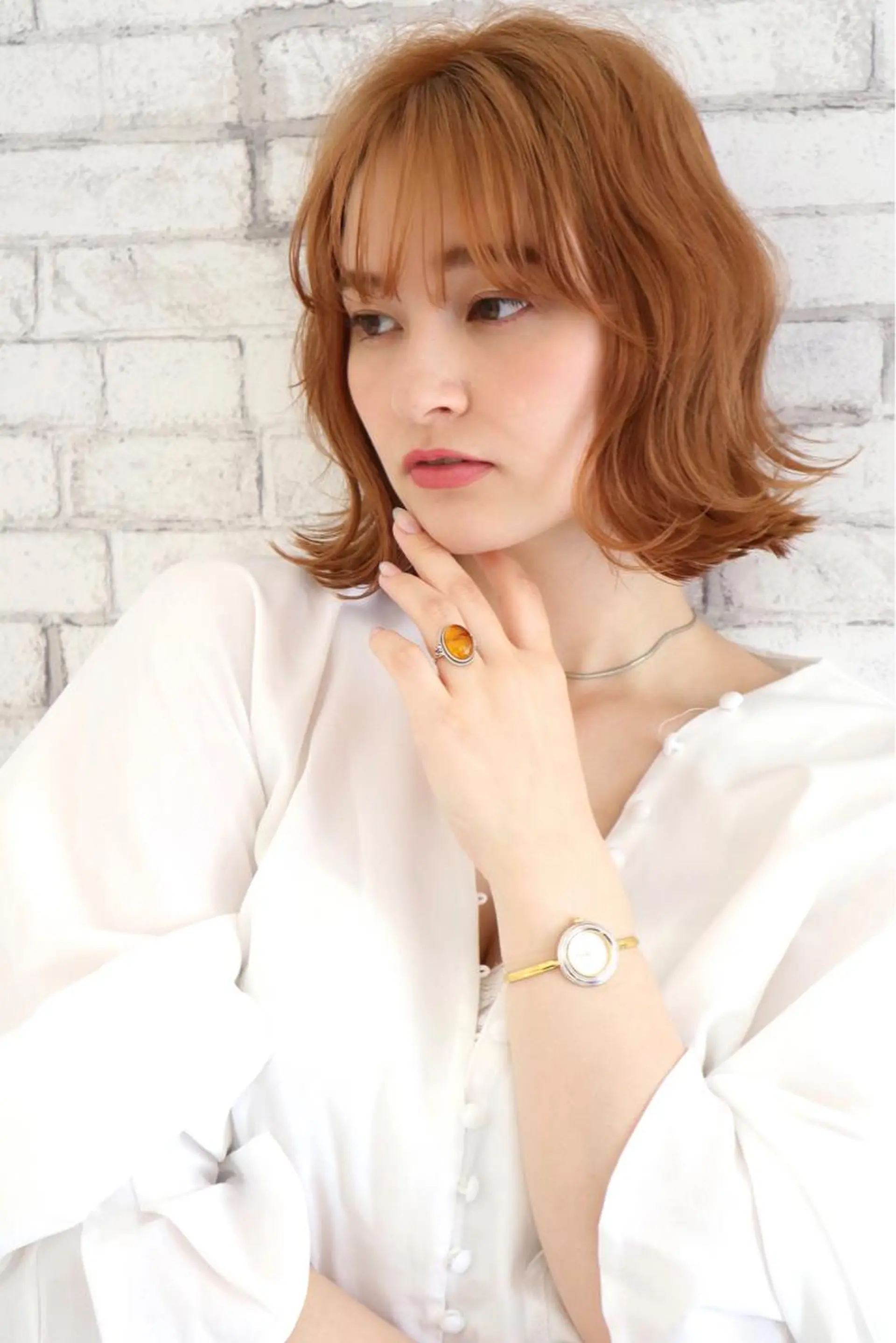 ショート カラー オレンジ ボブ 赤み消しカラー /透明感カラー 上長のヘアスタイル