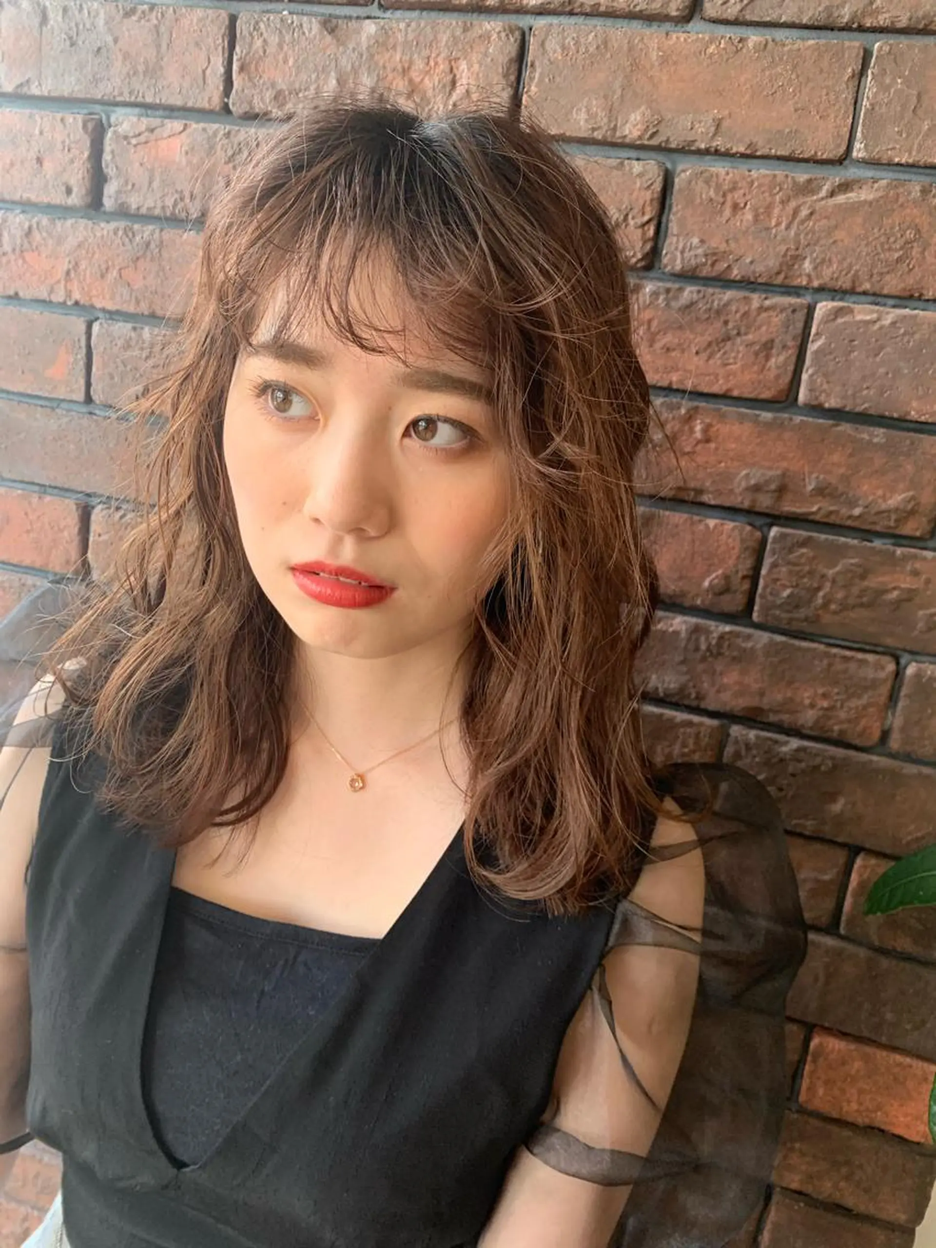 セミロング カラー パーマ hub hair レイヤー/透明感のヘアスタイル