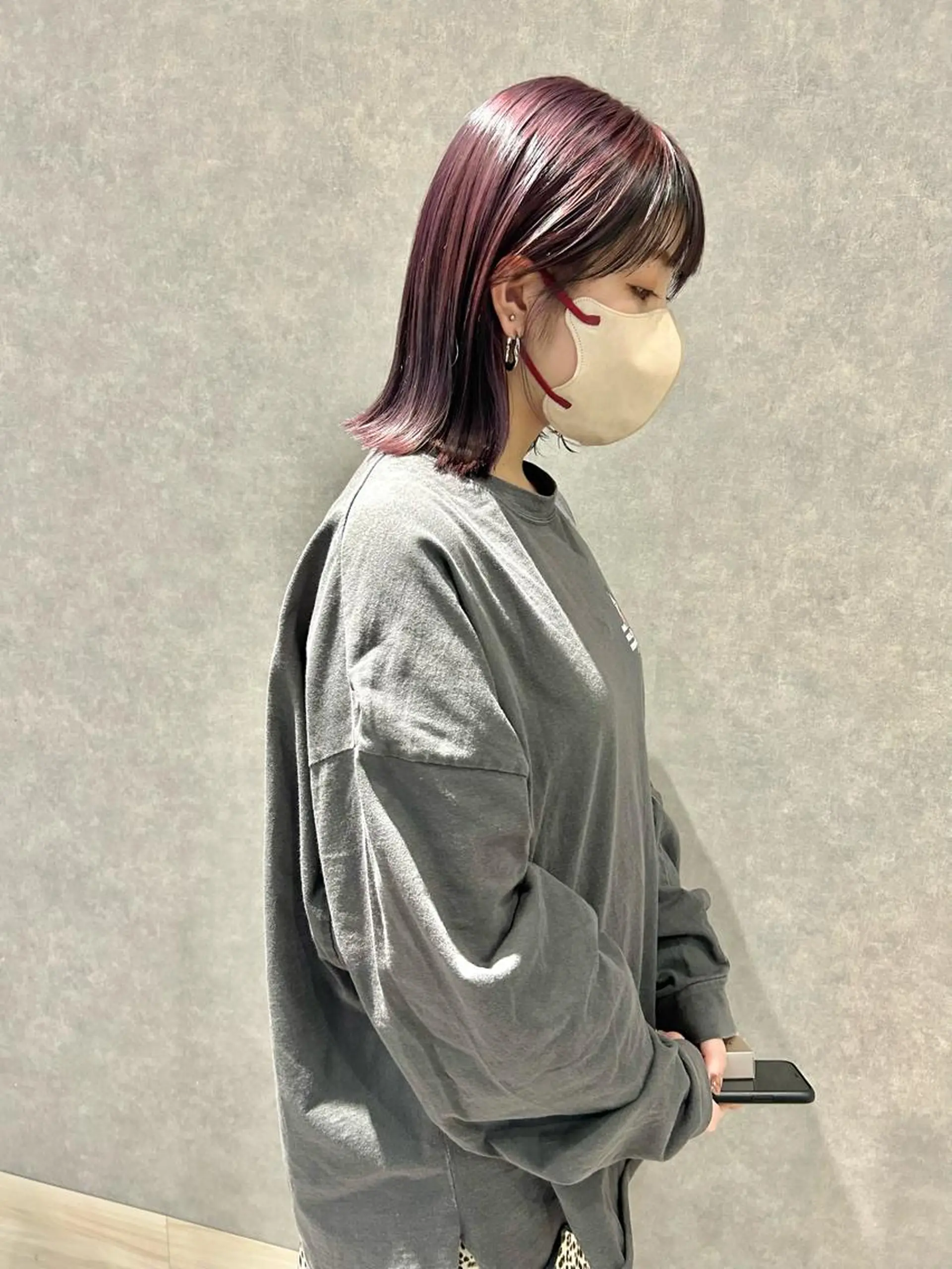 ミディアム カラー カット ヘアカラー トリートメント 一ノ瀬 暁のヘアスタイル