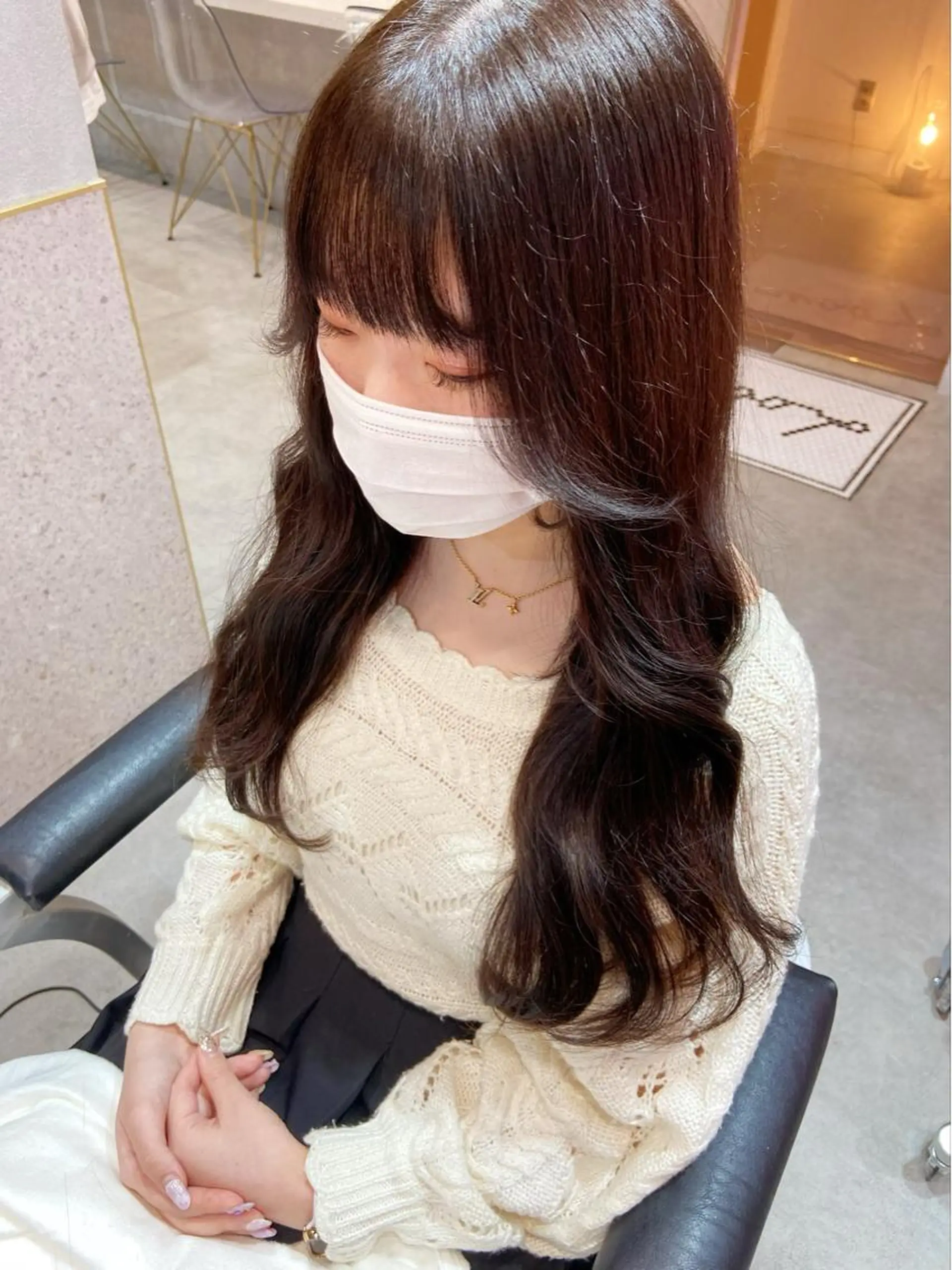 ロング カラー シールエクステ ブリーチ ブラウンカラー ケアカラー ダブルカラー 新宿/韓国ヘア 中明度カラー/かやのヘアスタイル