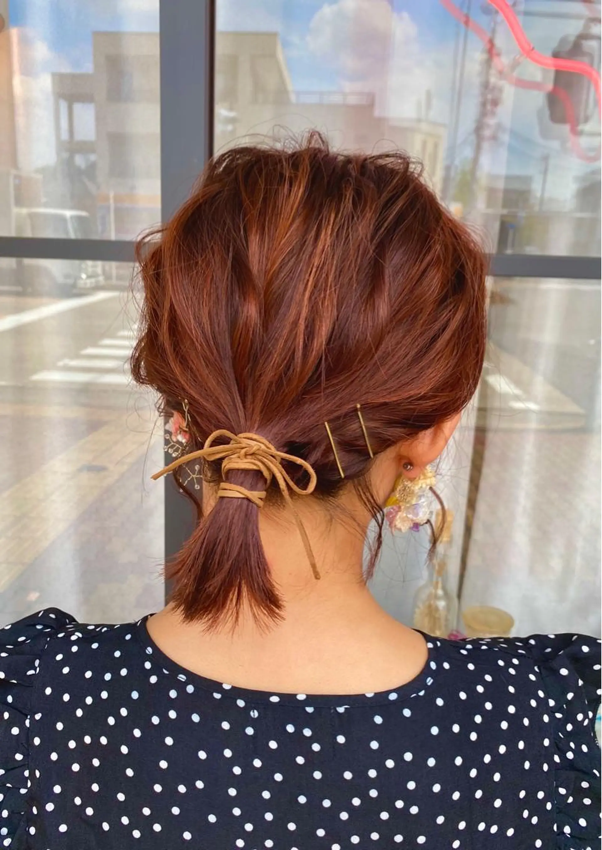 カラー ヘアアレンジ オレンジ MR.GOOD MORNINGフジイのヘアスタイル