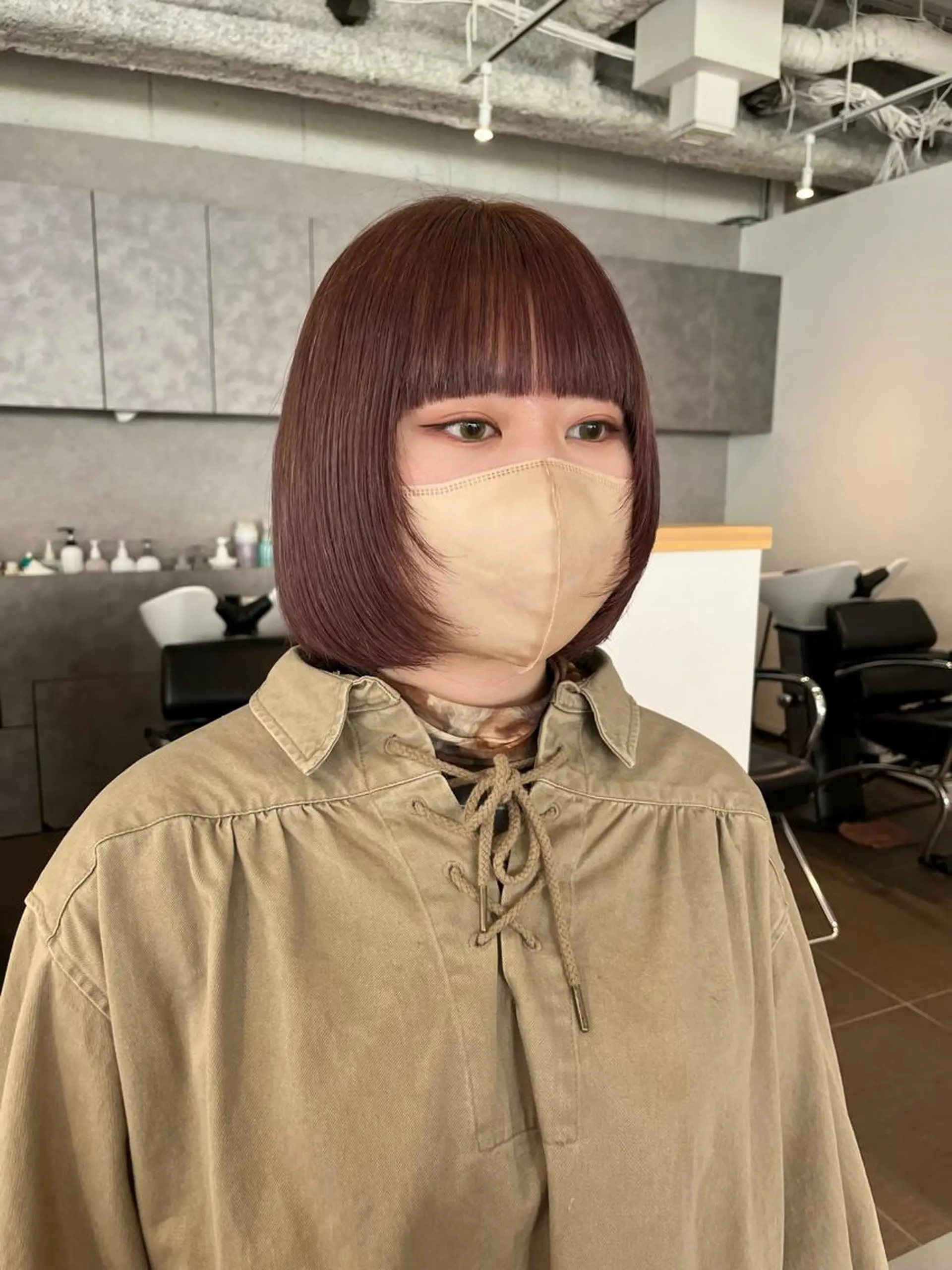 ショート カラー ブラウンカラー ピンクカラー ピンクブラウン ボブ ウルフカット カット ヘアカラー 桃果 momokaのヘアスタイル