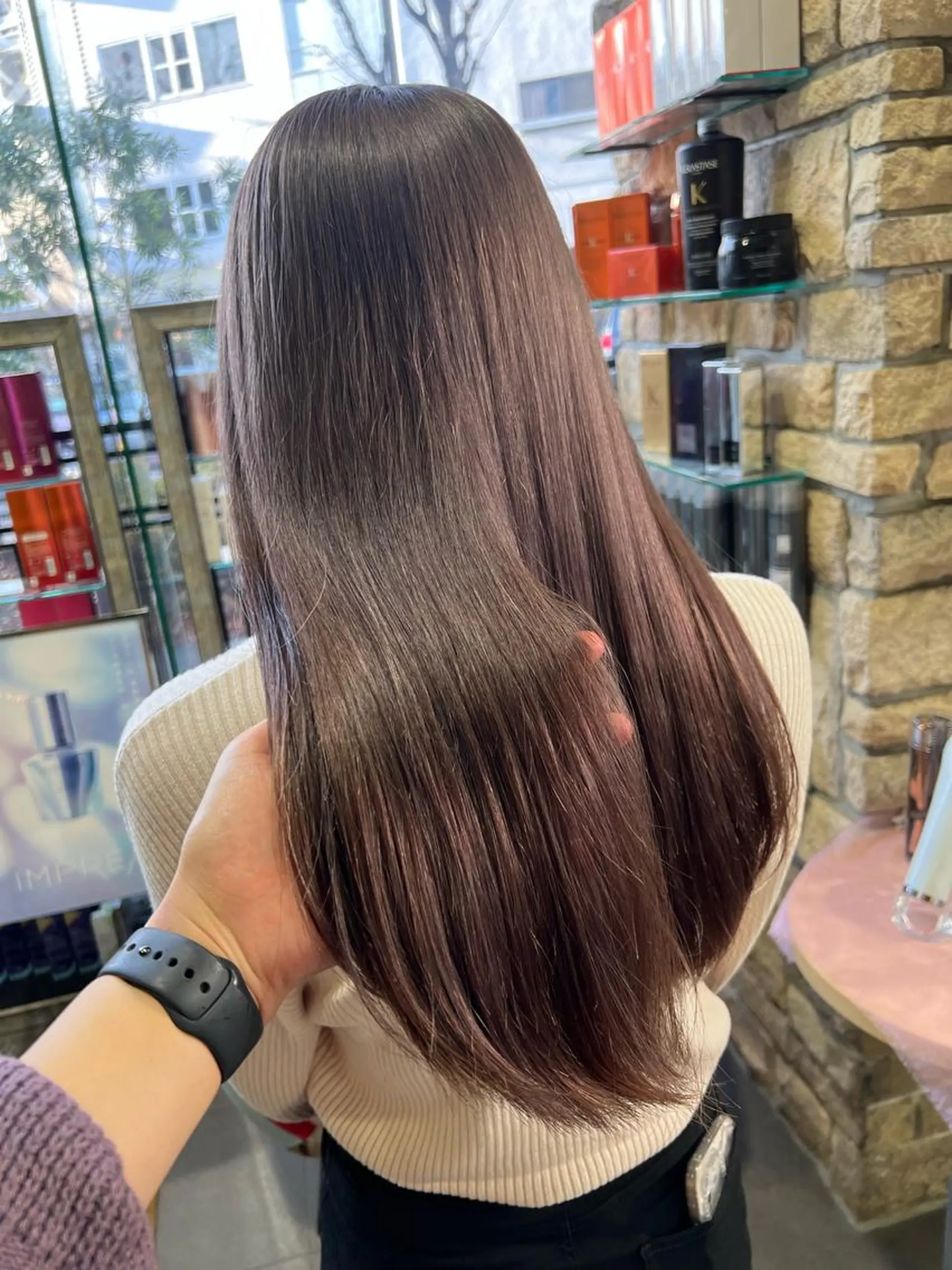 ロング カラー ヘアアレンジ グレージュ ラベンダーカラー ラベンダーグレージュ ラベンダーグレー チャンモリパーマ/韓 国/Minami🦋のヘアスタイル