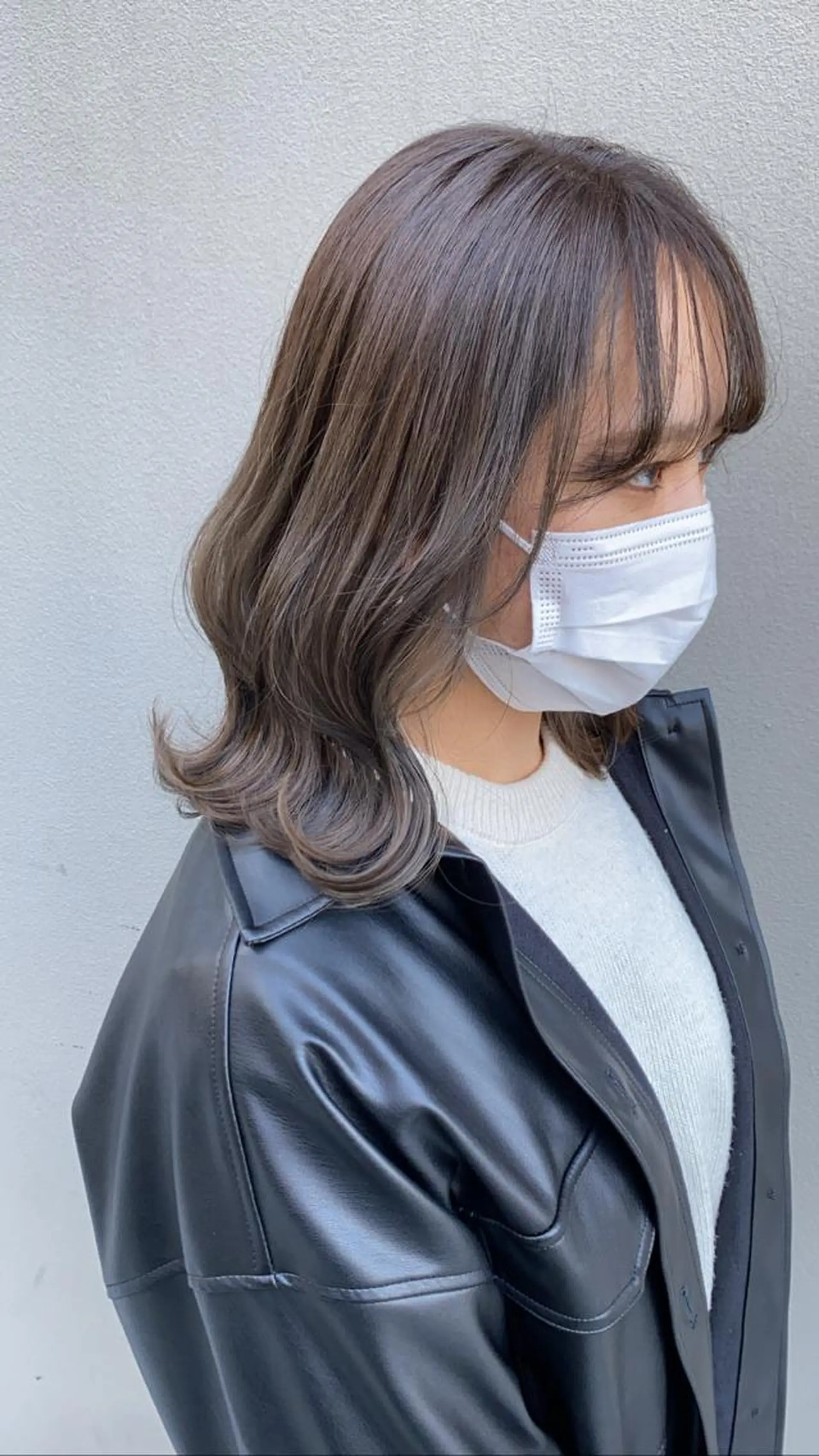 ミディアム 切りっぱなしボブ オレンジブラウン ピンクブラウン ボブ サイドバング タナカ レイのヘアスタイル