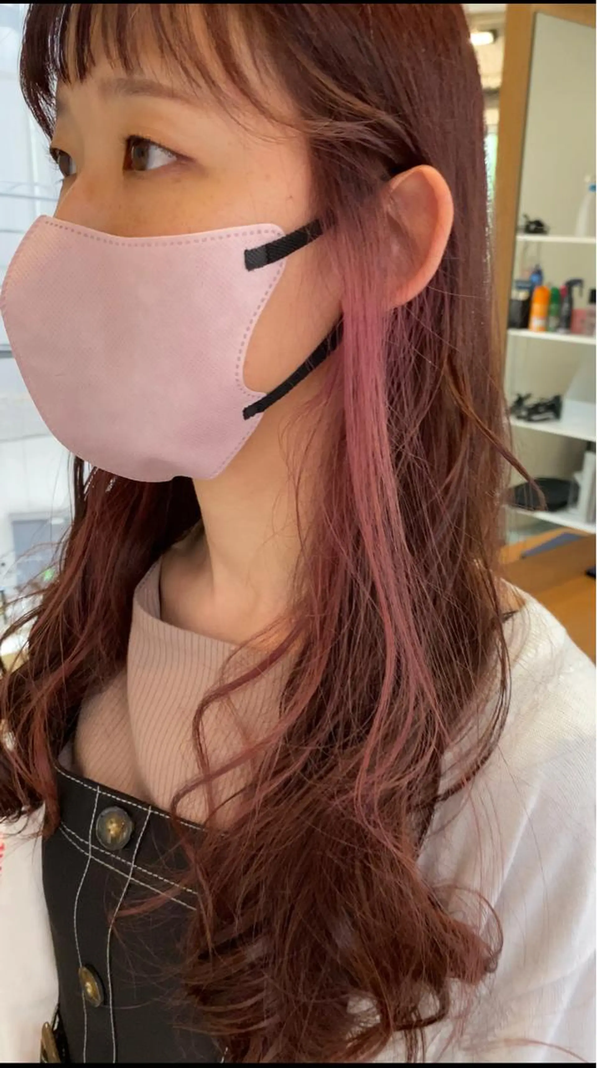 ロング カラー イヤリングカラー ピンクカラー カット ヘアカラー トリートメント GO TODAY シェアサロン 町田店所属・韓国ヘア🇰🇷 スズキのヘアスタイル