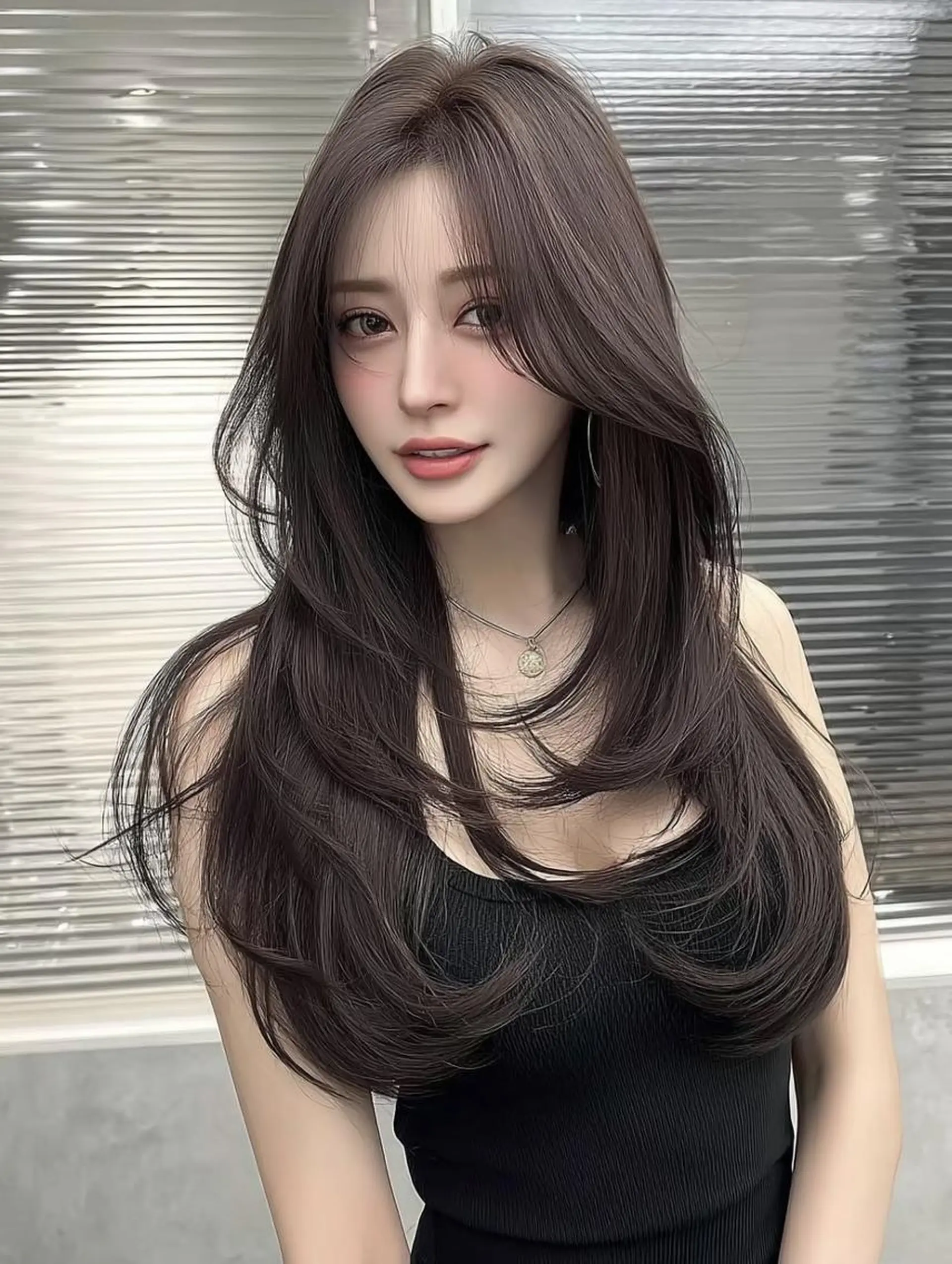 セミロング くびれヘア 顔周りカット 髪質改善 ヨシンモリ 韓国風ヘア sasa ササのヘアスタイル