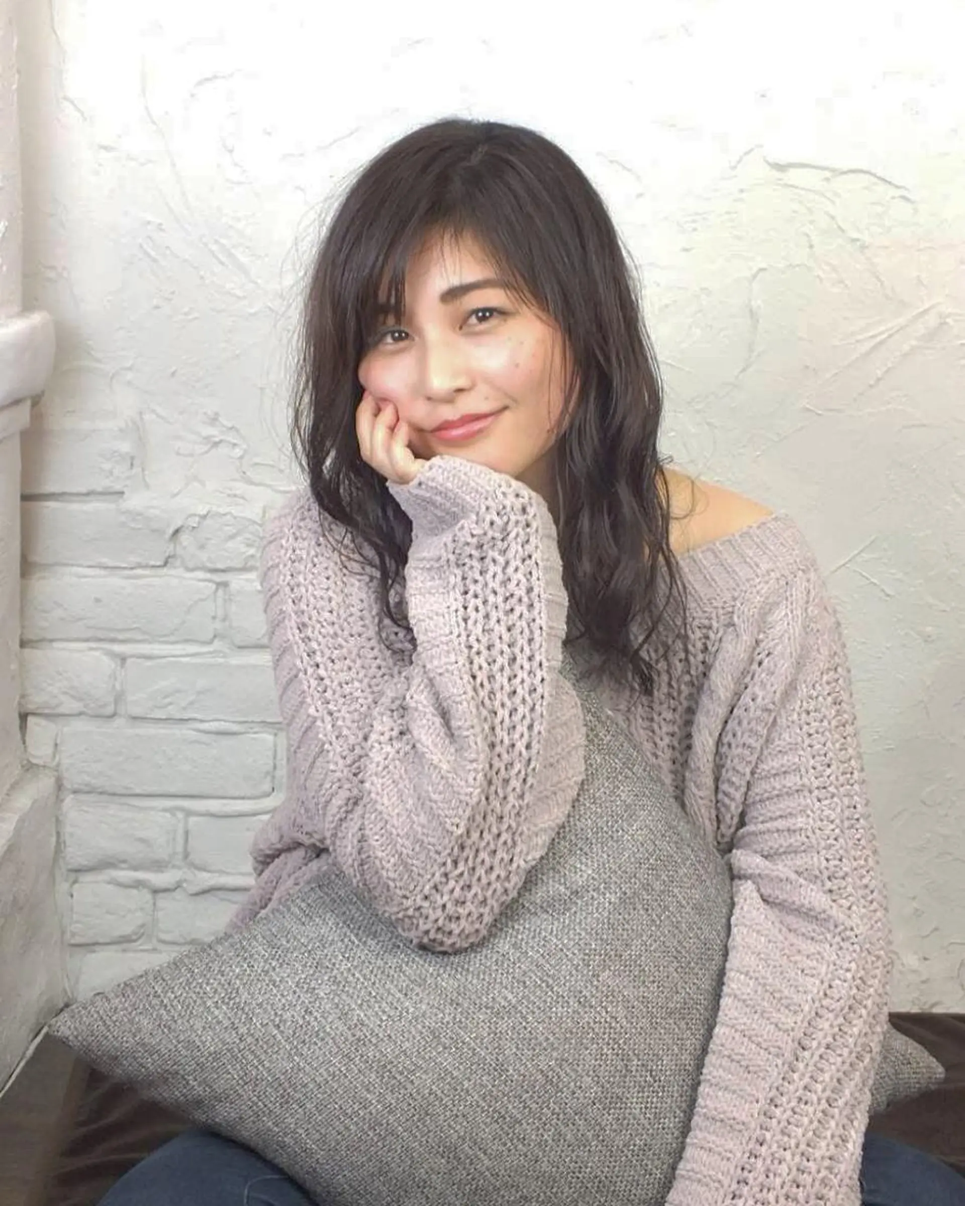 セミロング カラー パーマ ヘアアレンジ アッシュ ラベンダーカラー ラベンダーアッシュ エグチ アキラのヘアスタイル