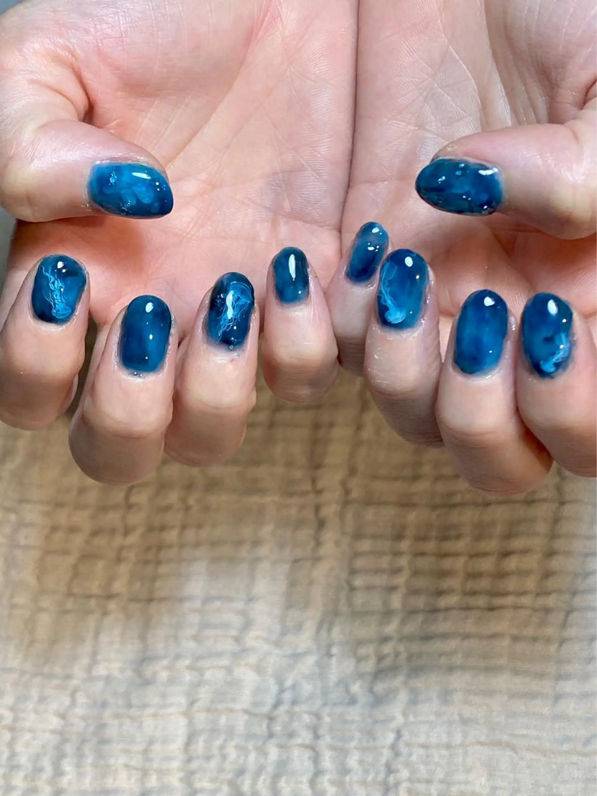 ネイル ブルー ハンドネイル Hare nailのネイルデザイン