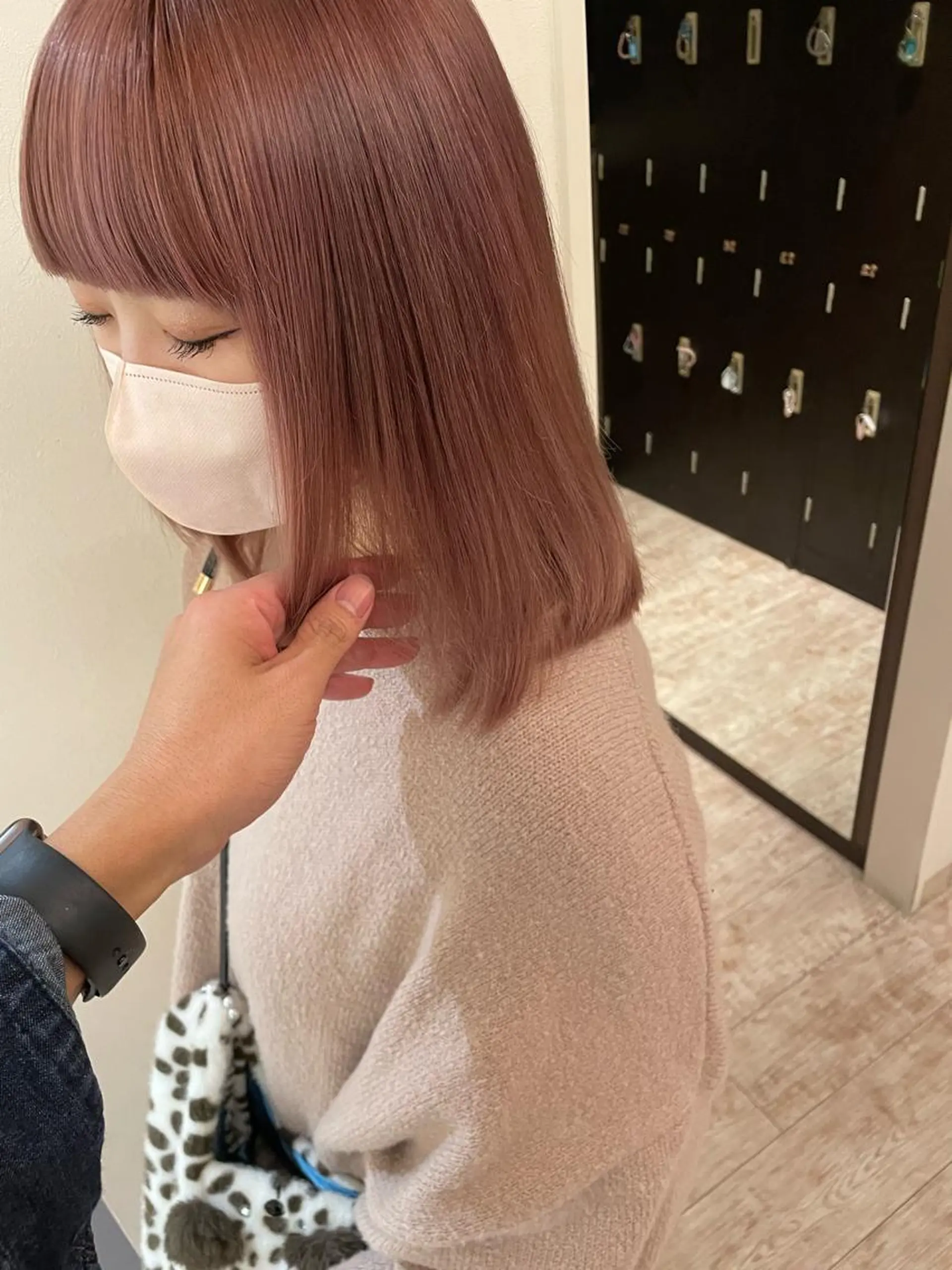 ミディアム ショートボブ ミディアムパーマ 韓国風カラー ボブ ハイライト hair terra ce M奈良店のヘアスタイル