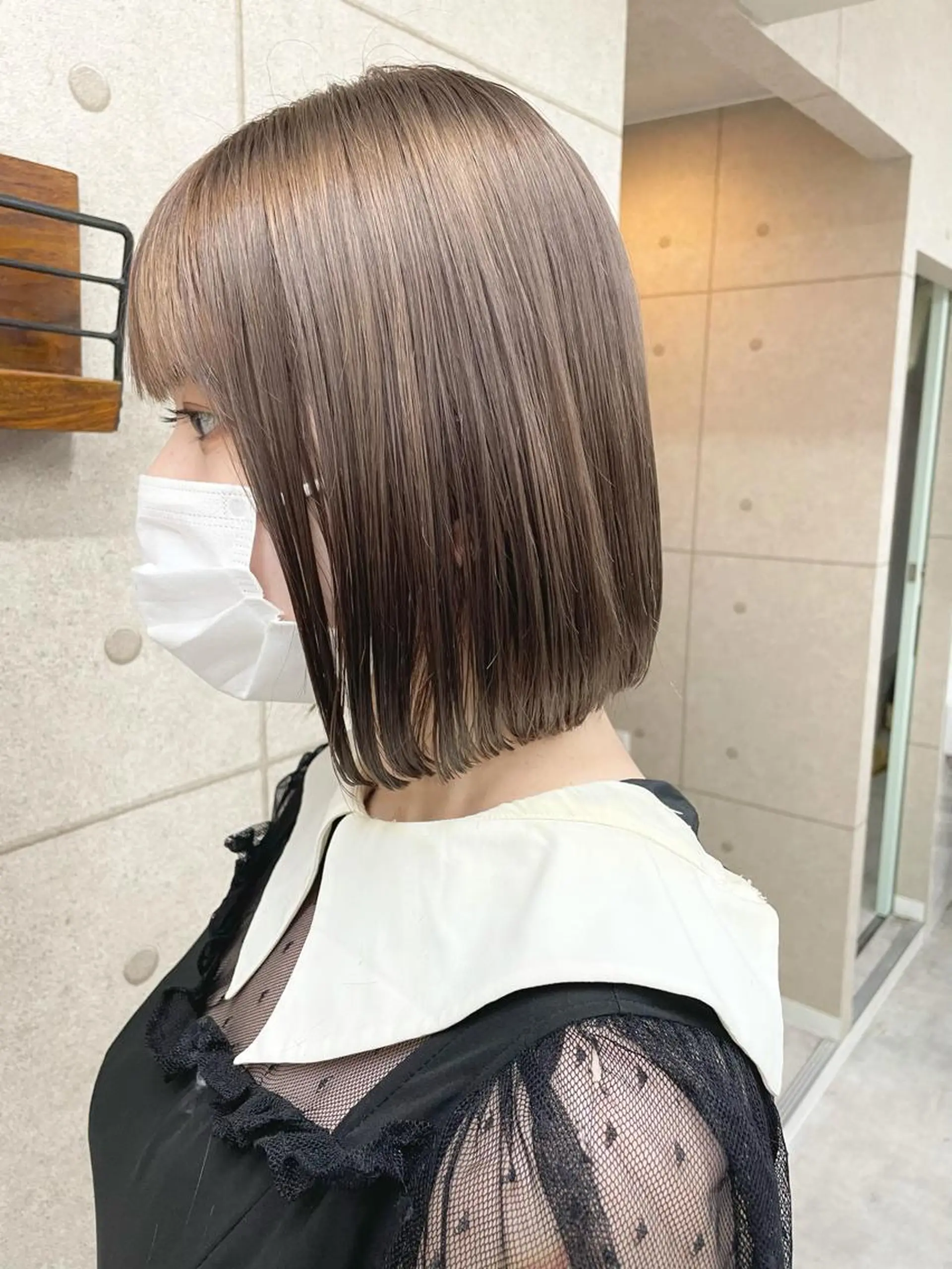 ショート カラー ベージュカラー ボブ 窪田 椋介のヘアスタイル