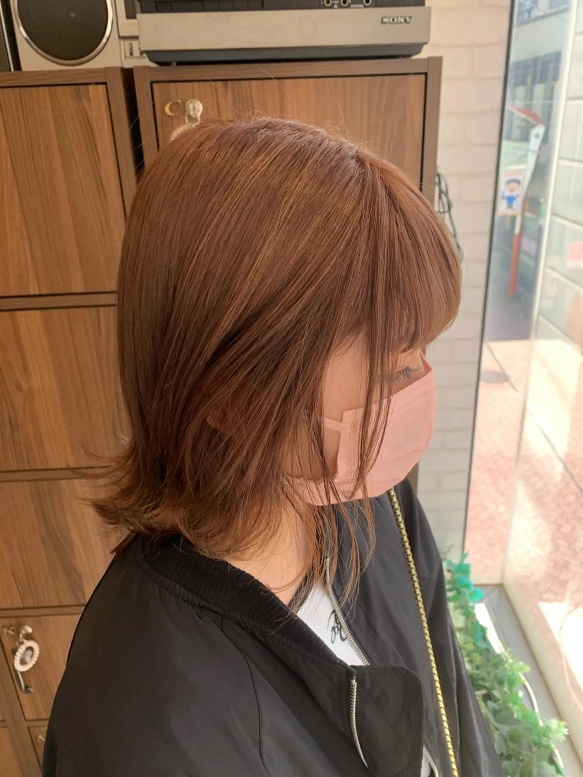 ミディアム カラー ベージュカラー オレンジ オレンジベージュ 阿部 うららのヘアスタイル