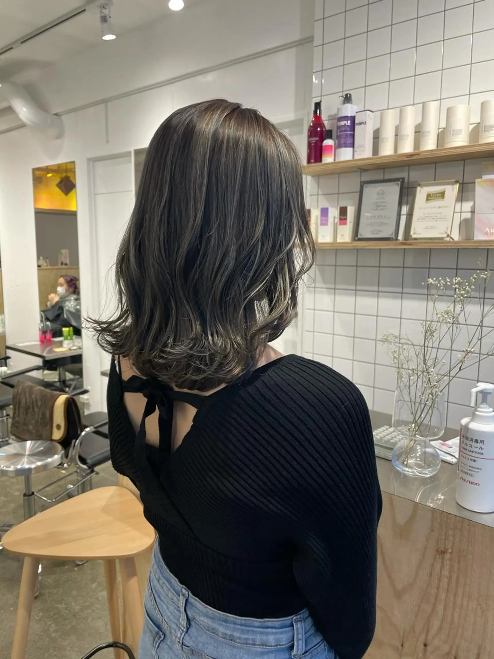 セミロング カラー グレージュ ハイライトカラー ハイライト レイヤーカット カット ヘアカラー トリートメント ♡🪞韓国スタイル/ MISATO🪞♡のヘアスタイル