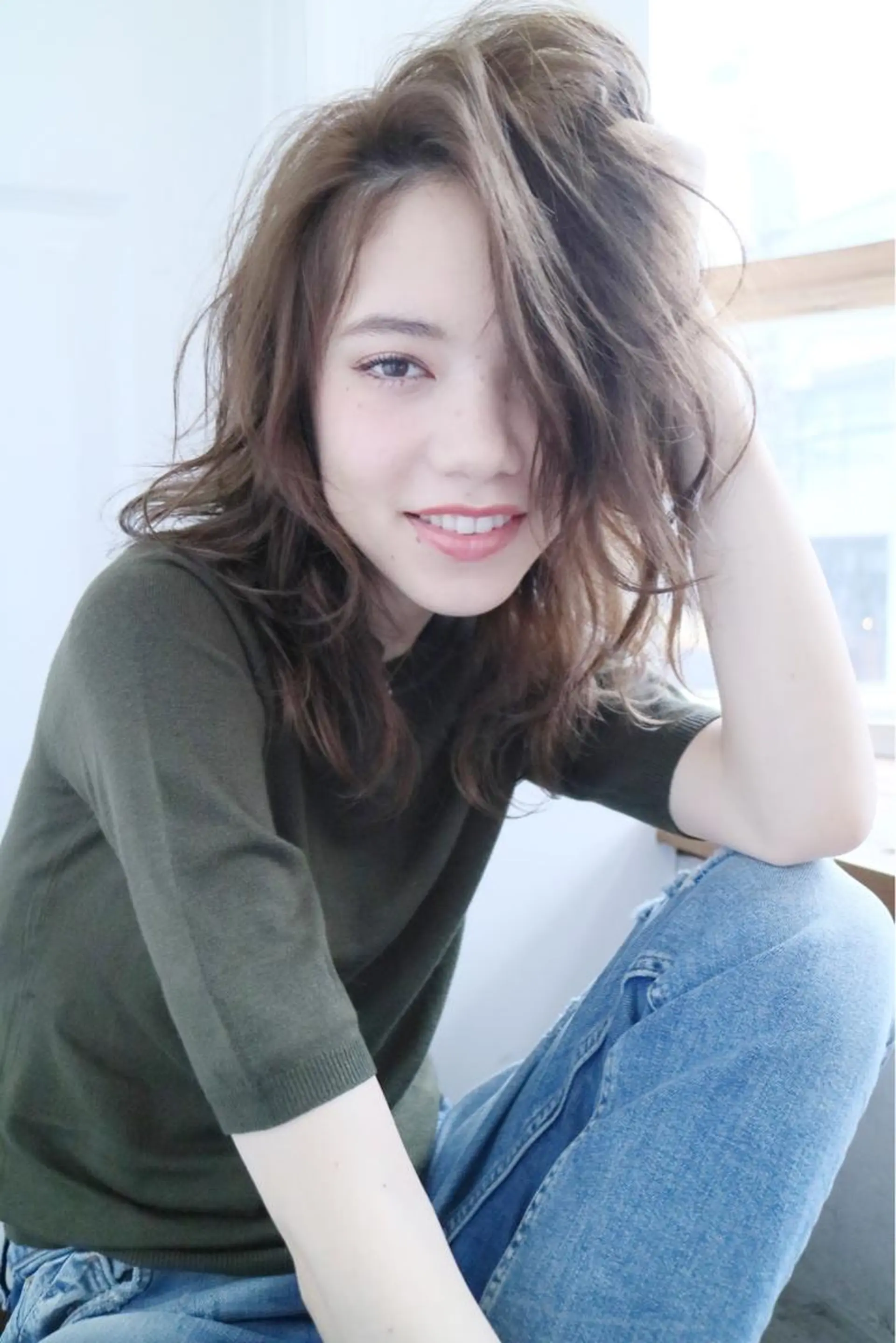 ミディアム カラー パーマ ヘアアレンジ ミディアムパーマ グレージュ ひがし　まさし JYUNESU副代表のヘアスタイル