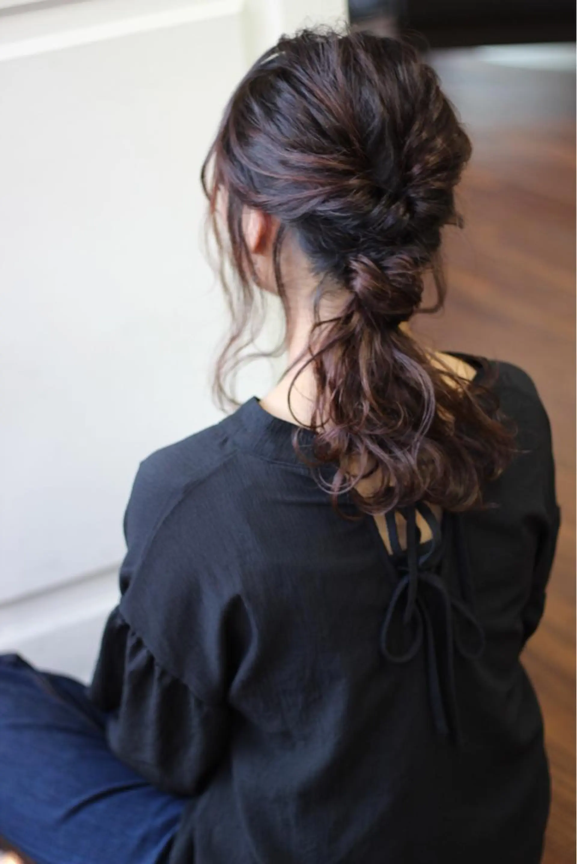 セミロング カラー パーマ ヘアアレンジ ハーフアップ ヘアセット 成松 勇治のヘアスタイル