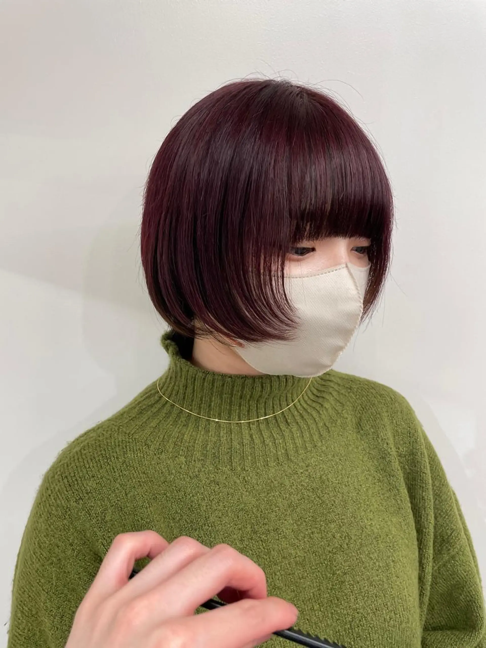 ショート カラー 切りっぱなしボブ レイヤー/縮毛矯正のヘアスタイル