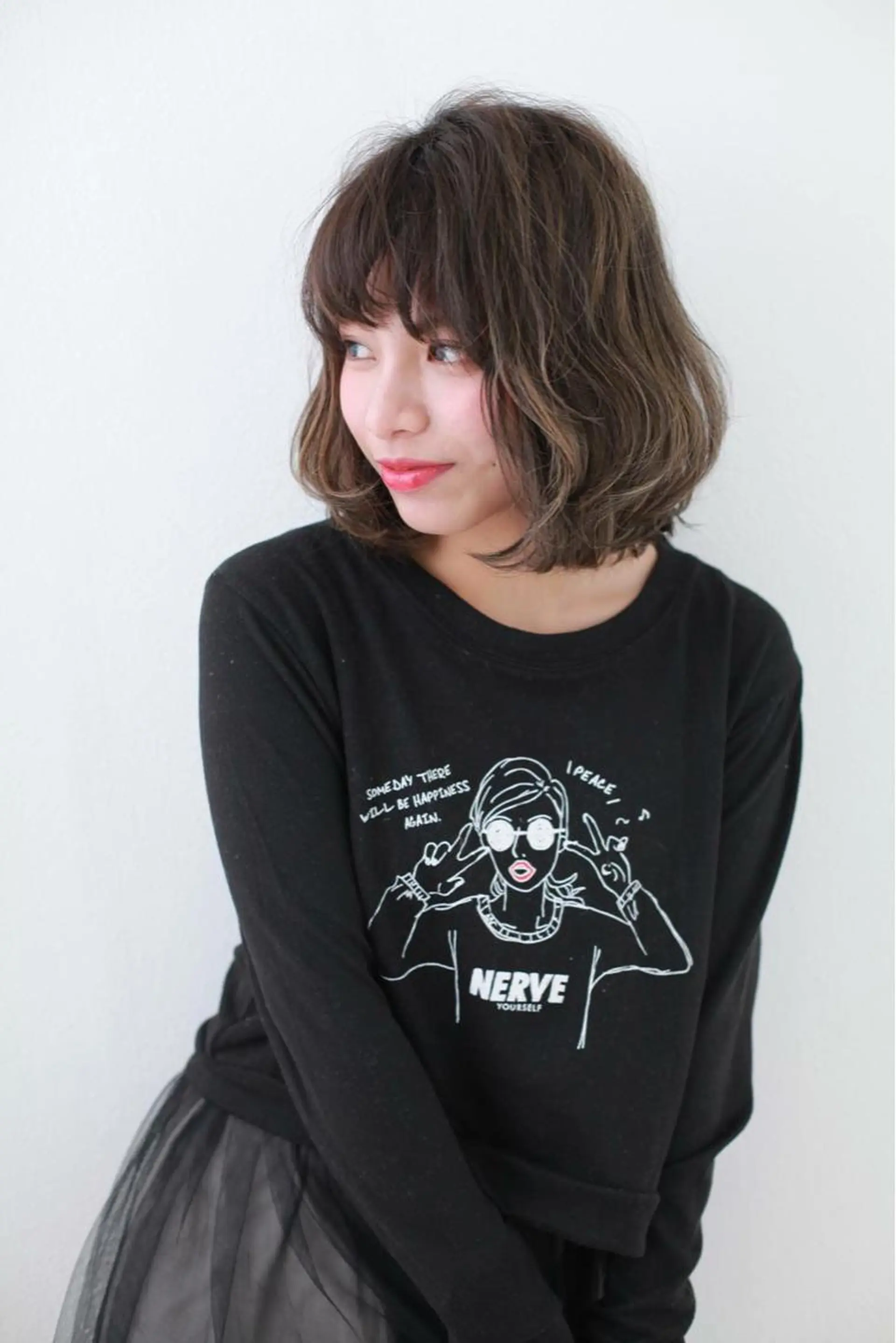 ミディアム カラー ヘアアレンジ カット ヘアカラー トリートメント 山北 咲子のヘアスタイル