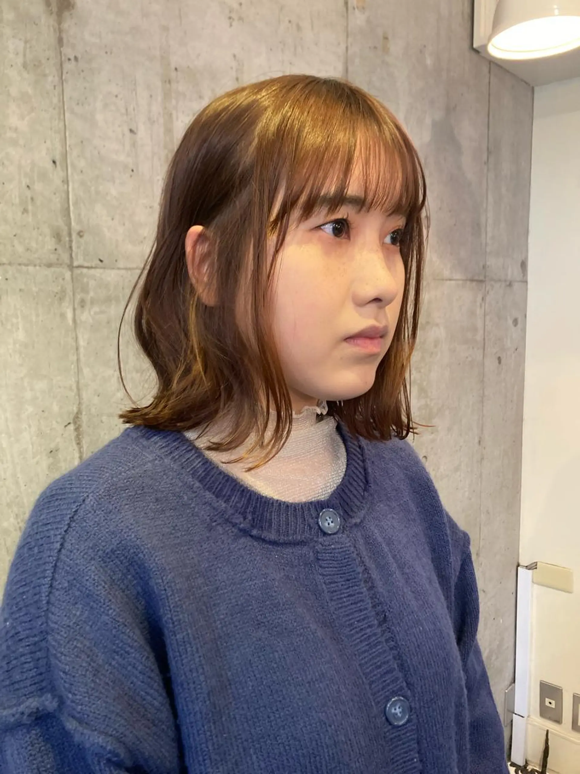 ミディアム ミディアムパーマ ボブ ハイライト 姫カット おくれ毛 ✂︎岡根 京花✂︎のヘアスタイル