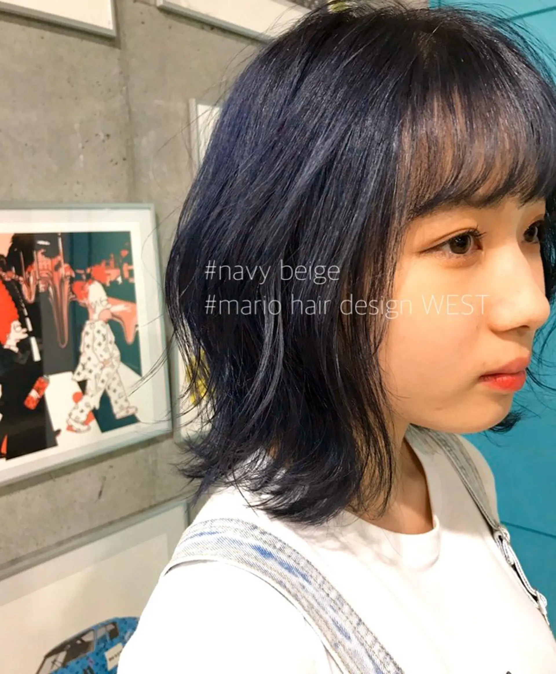 ミディアム カラー ブリーチ ネイビーカラー 竹嶌 健吾のヘアスタイル