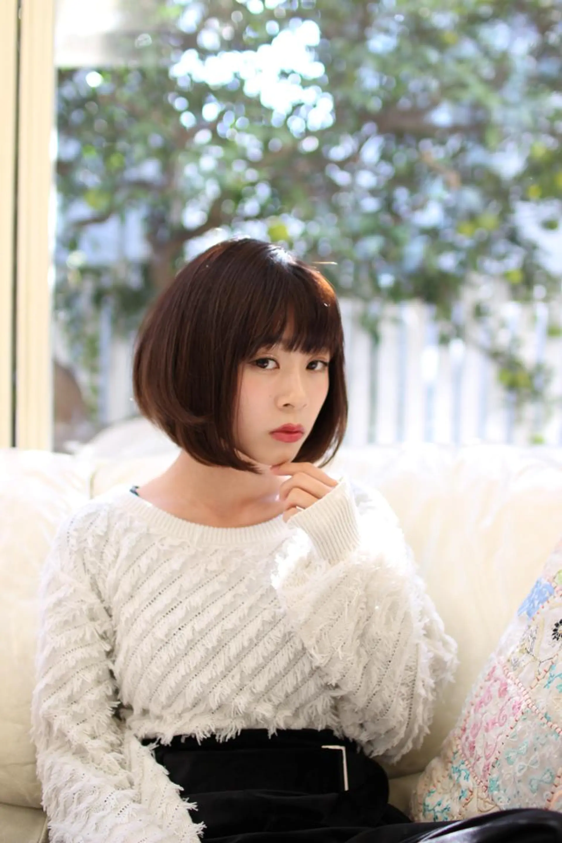 ショート カラー ボブ カット パーマ 低ダメ高明度 低ダメ高明度ハイトンのヘアスタイル