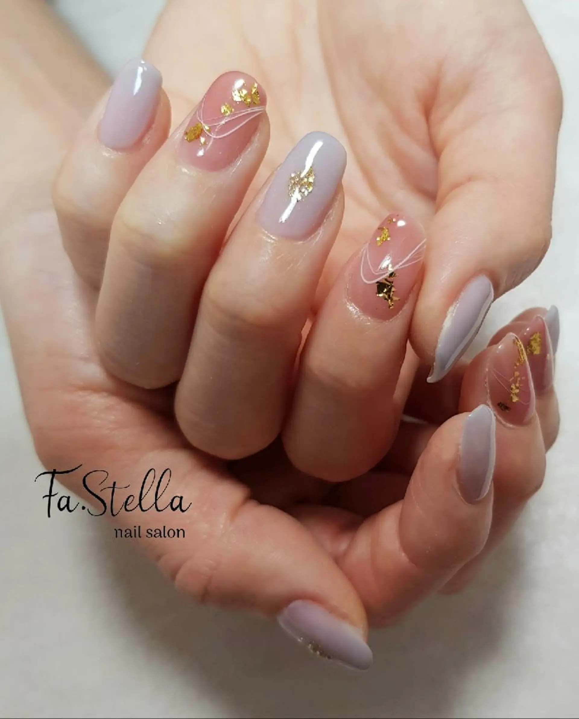 セミロング ネイル フラワーネイル ジェルネイル ミラーネイル パラジェル 春ネイル ハンドネイル Fa.Stella ファステラ のネイルデザイン