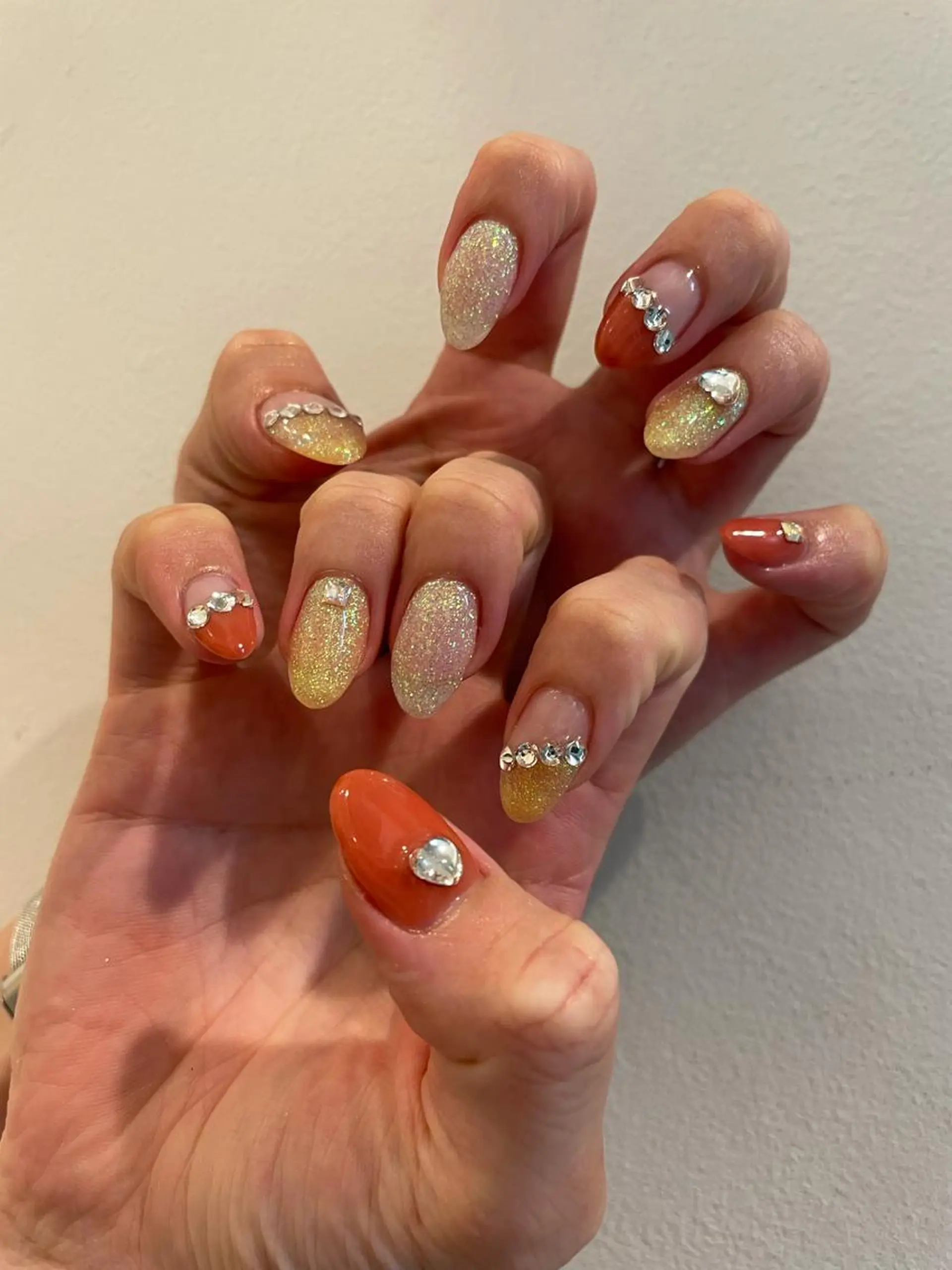 ネイル 持ち込み オレンジ ハンドネイル MIUNail YUMIのネイルデザイン