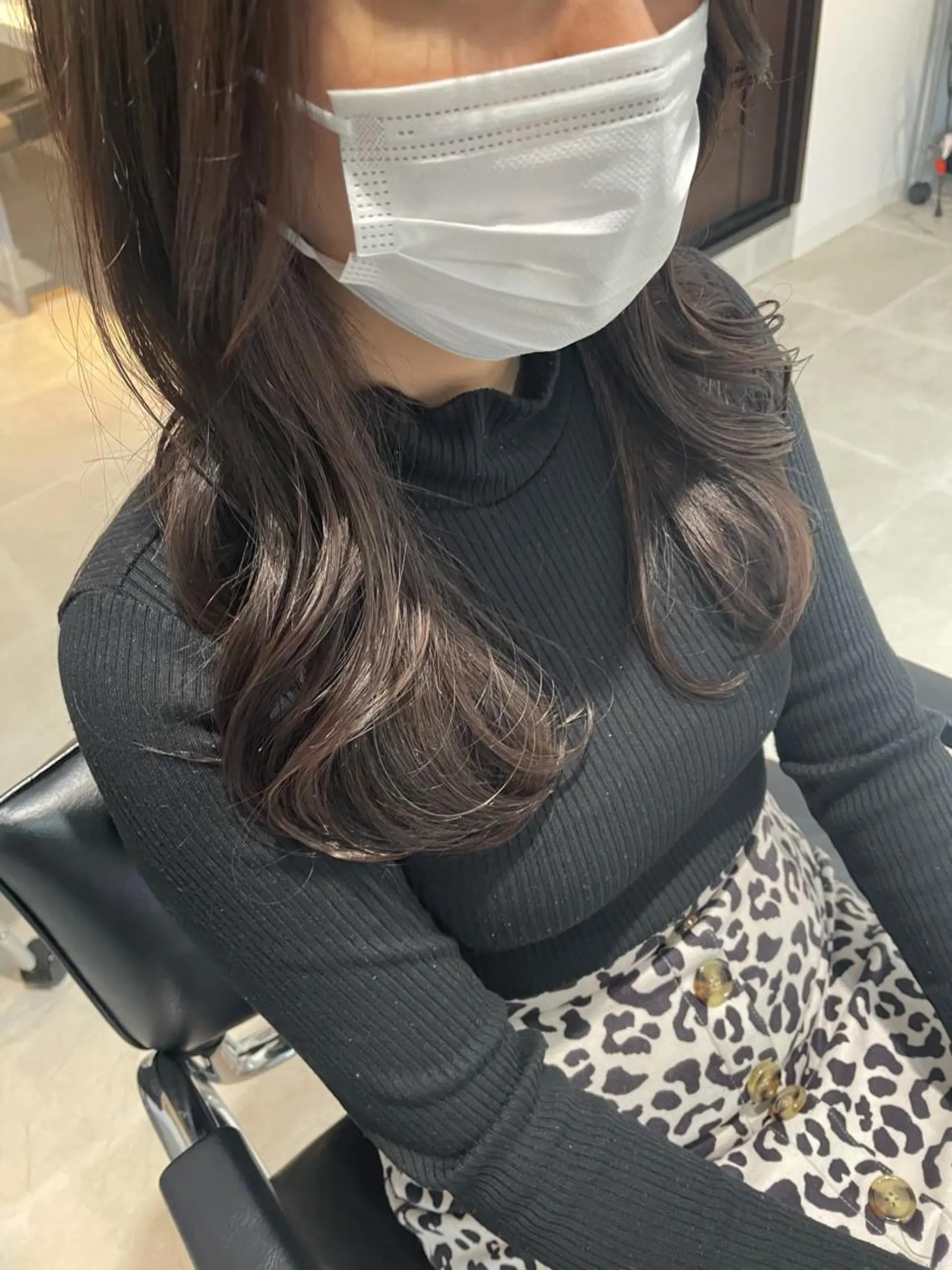 ロング カラー カット トリートメント いけだ　ひかり ハイライトくびれヘアのヘアスタイル