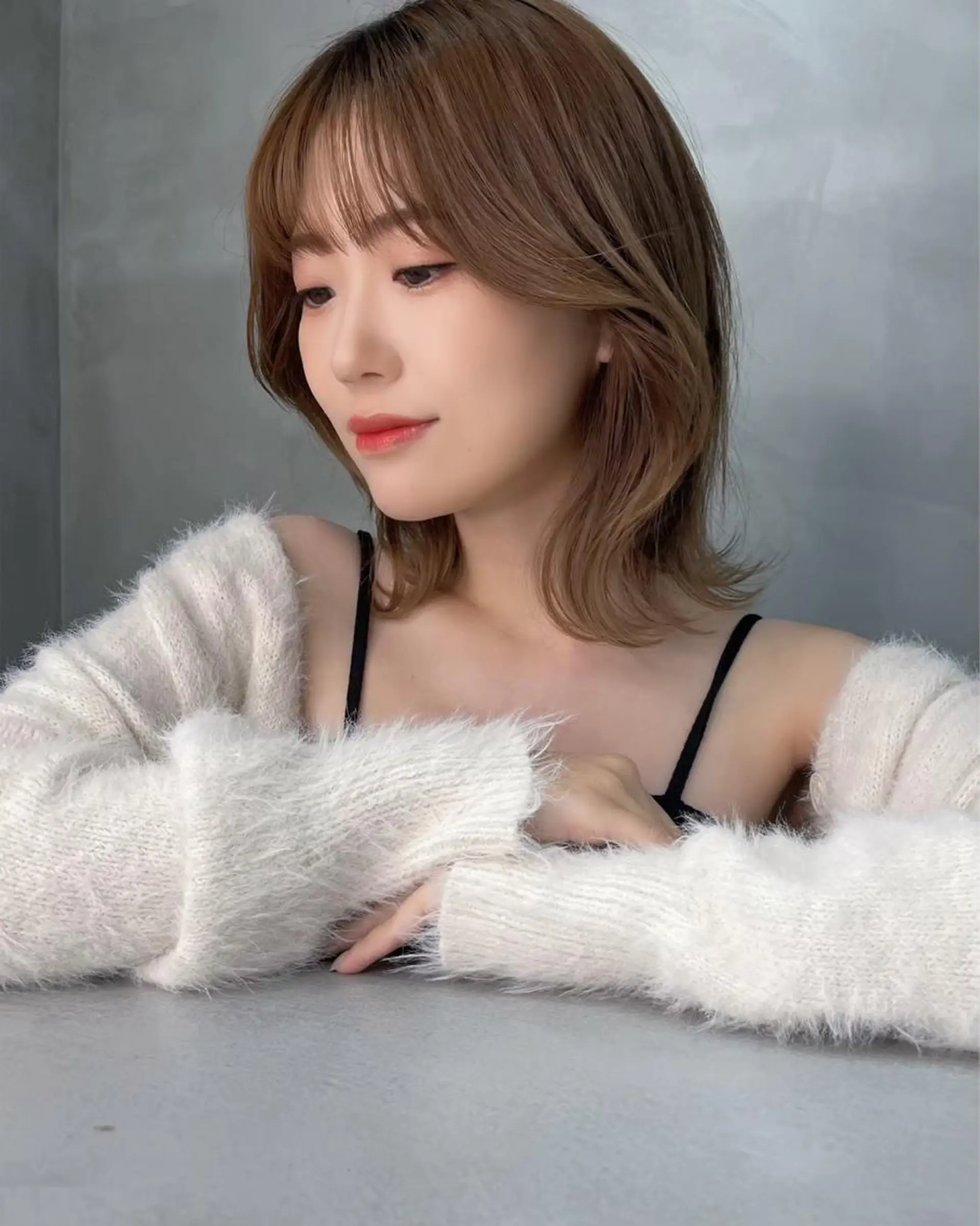 ミディアム くびれヘア 韓国風ヘア レイヤー縮毛矯正 ささきすずね💗のヘアスタイル