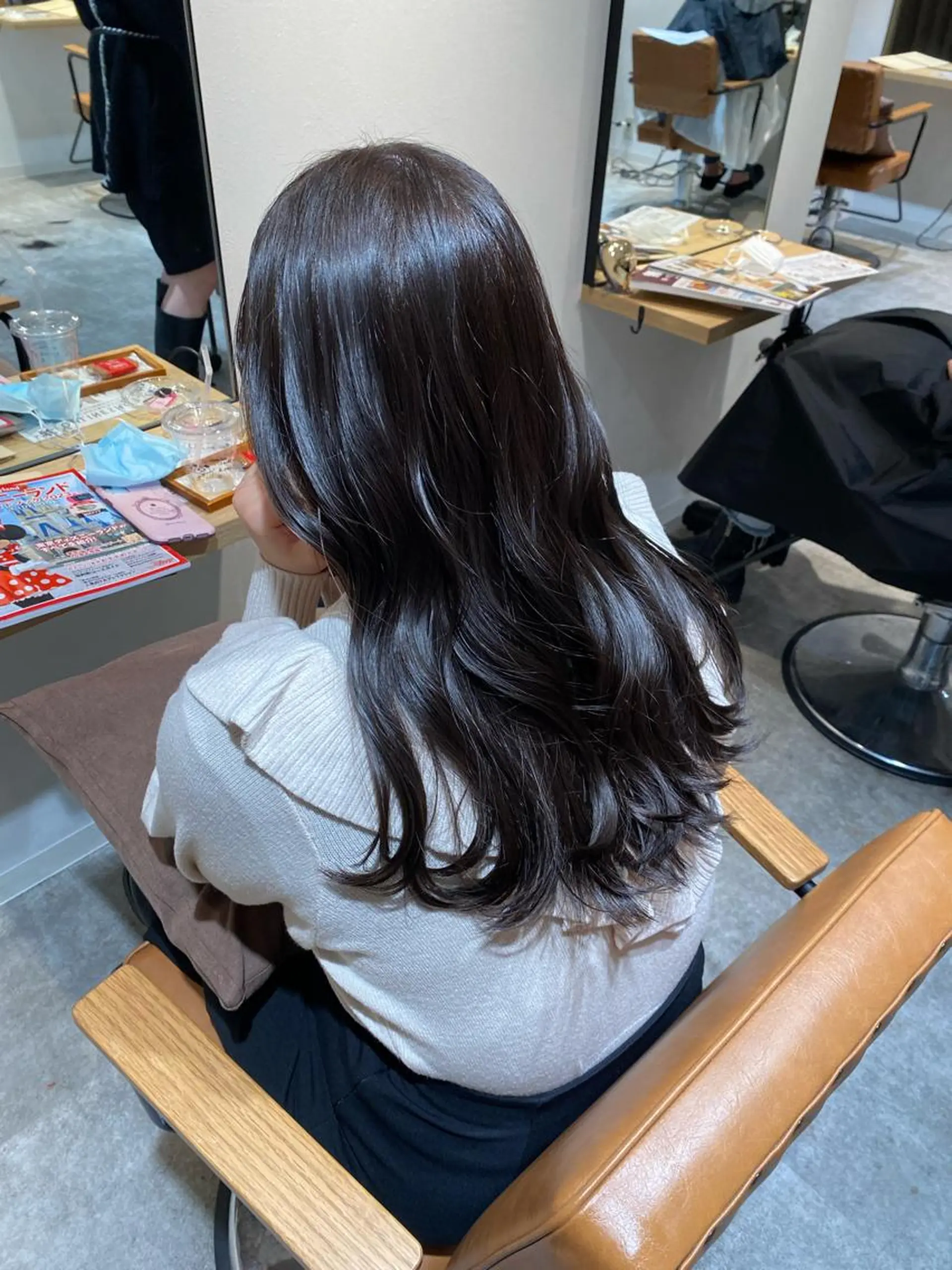 ロング カラー グレージュ オレンジ ヘアカラー トリートメント オスズ 🎀´-のヘアスタイル