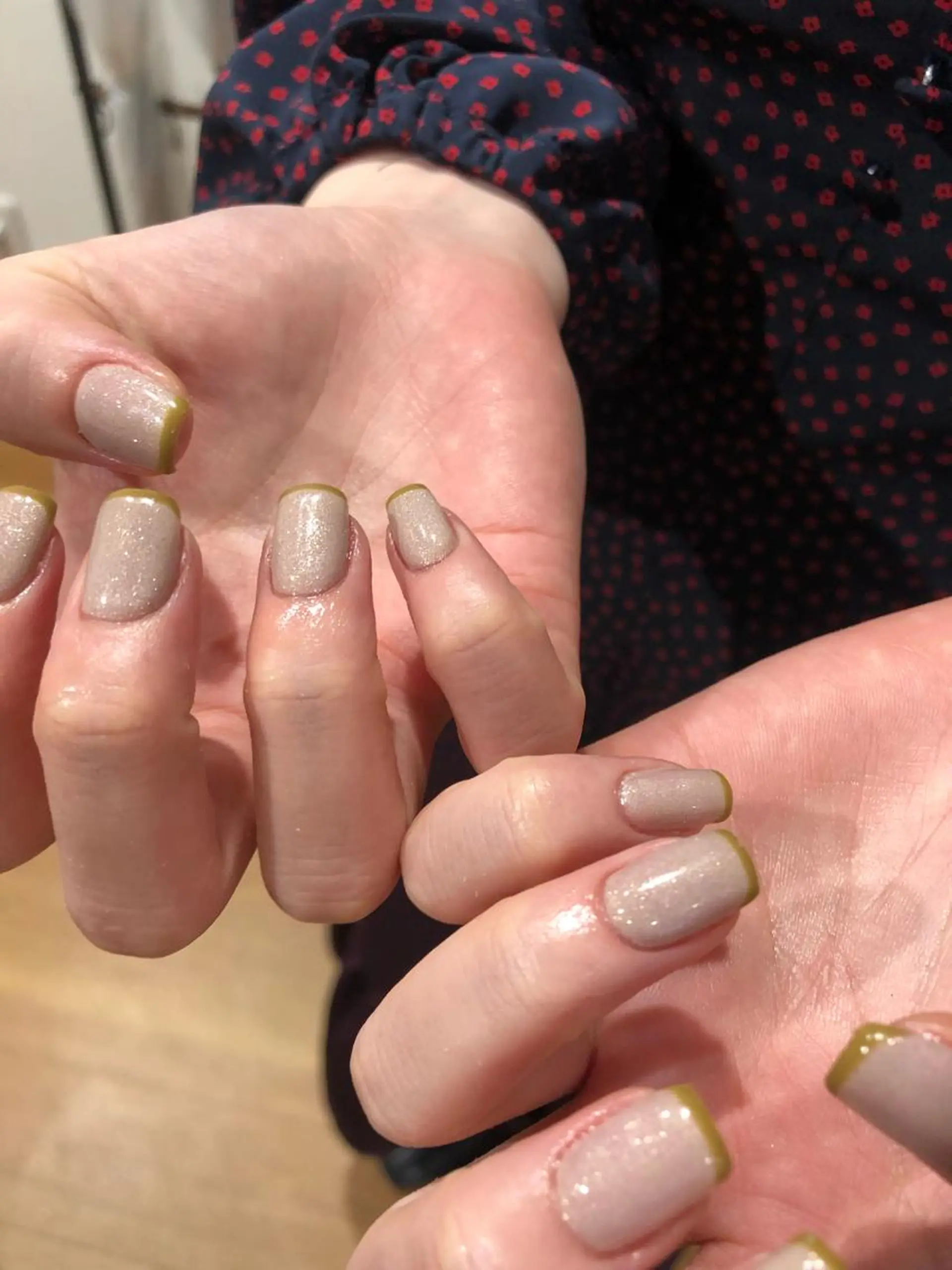 ネイル フレンチネイル グリーン Eriza meiのネイルデザイン