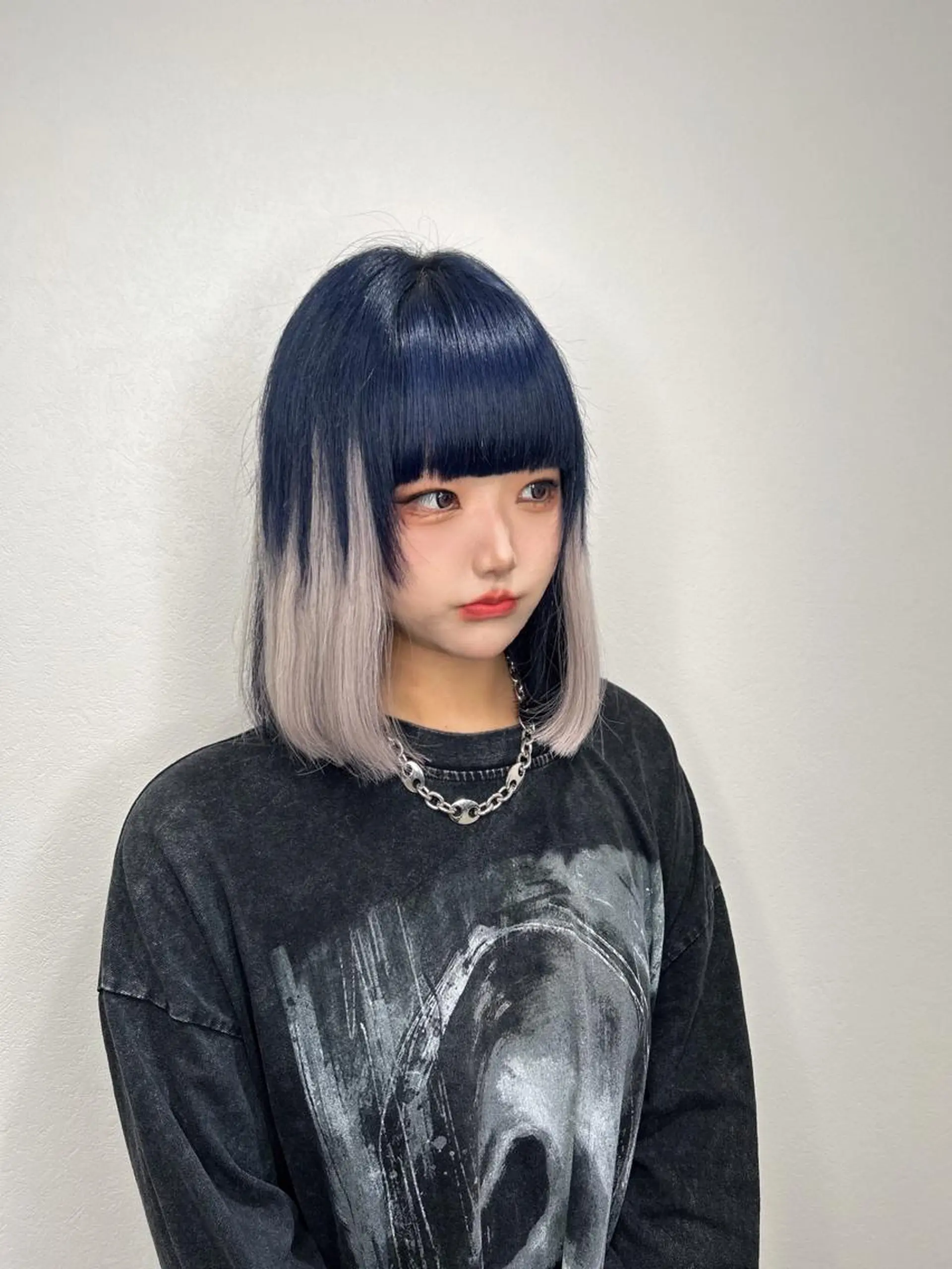 ショート カラー ブルーカラー ネイビーカラー シルバー ボブ エクステ ヘアカラー トリートメント エクステ ENA💗NEXT /ハイトーンエクステのヘアスタイル