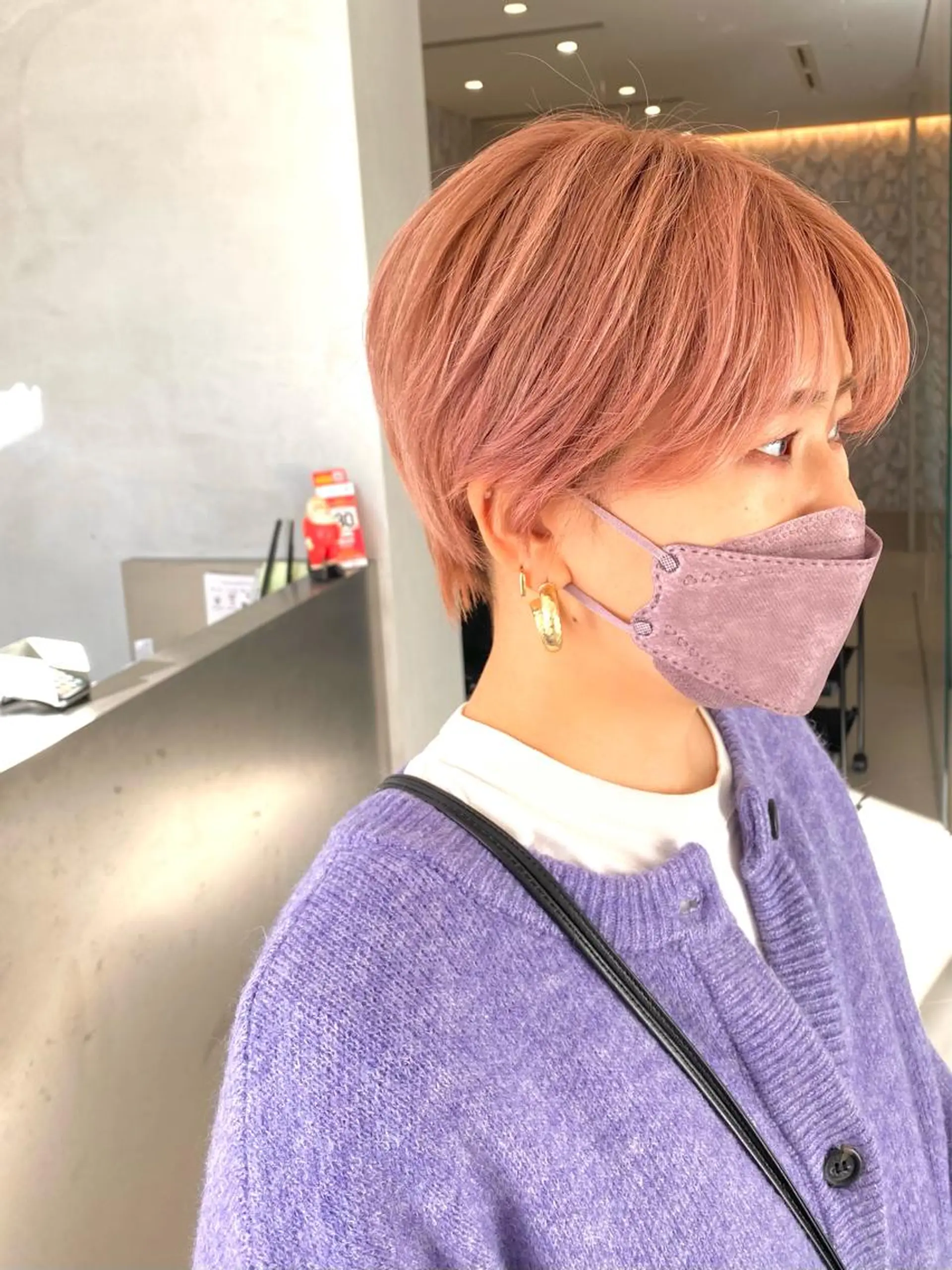 ショート カラー ハンサムショート ベージュカラー ピンクカラー ピンクベージュ ショートヘア 谷合 貴志のヘアスタイル