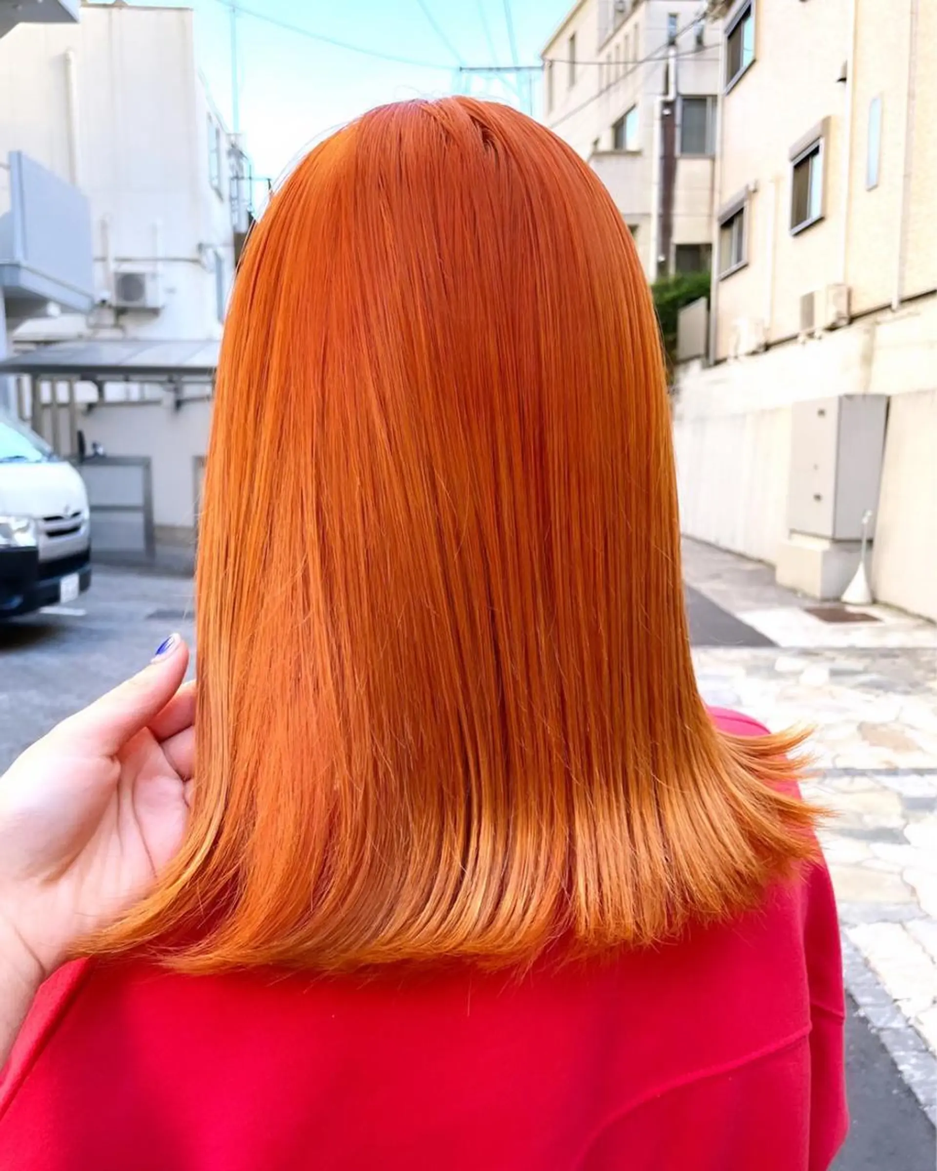 セミロング カラー オレンジ HIBIKI/原宿 ハッシュカット🪄のヘアスタイル