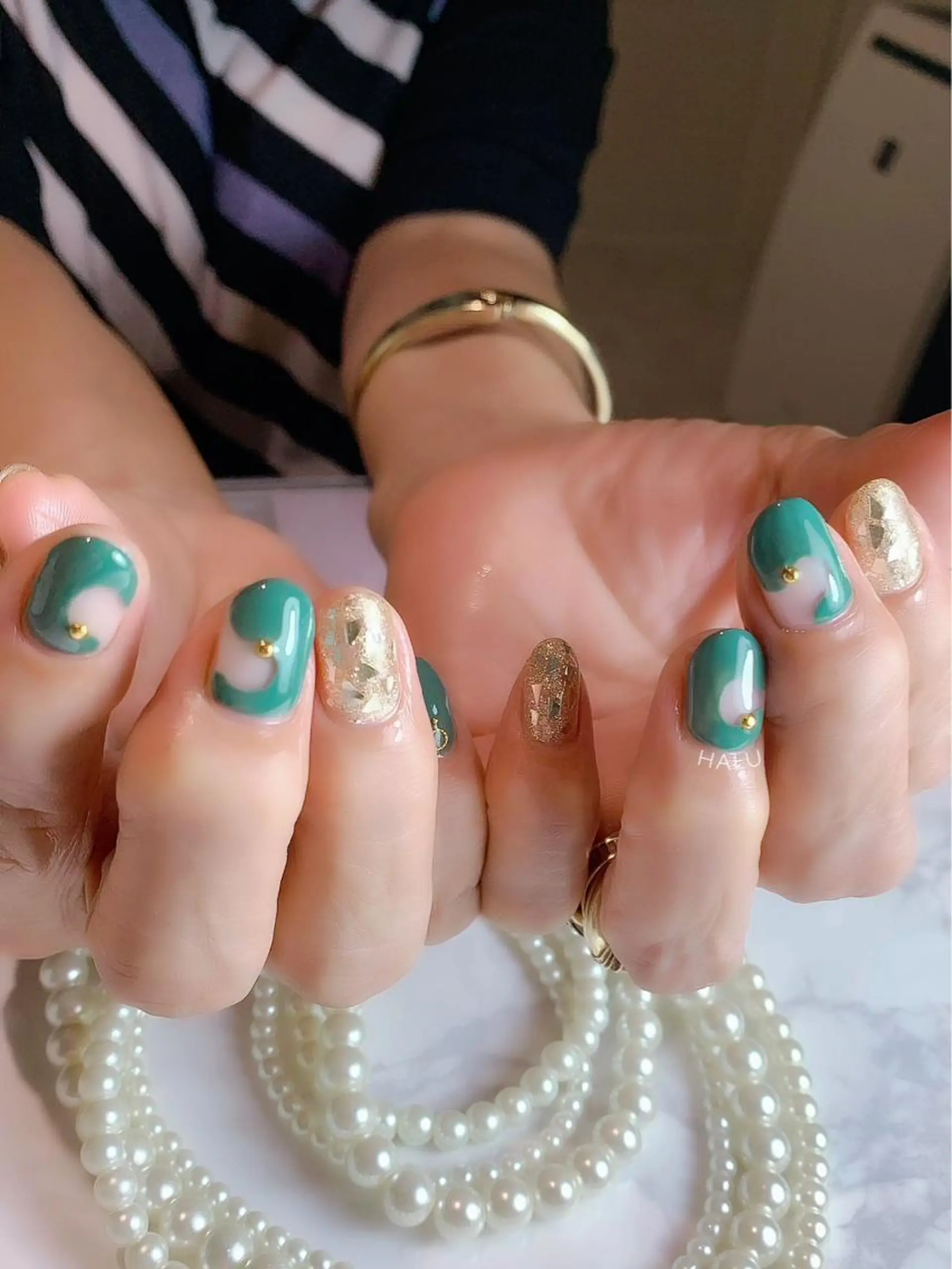ネイル グリーン HALU ハルのネイルデザイン