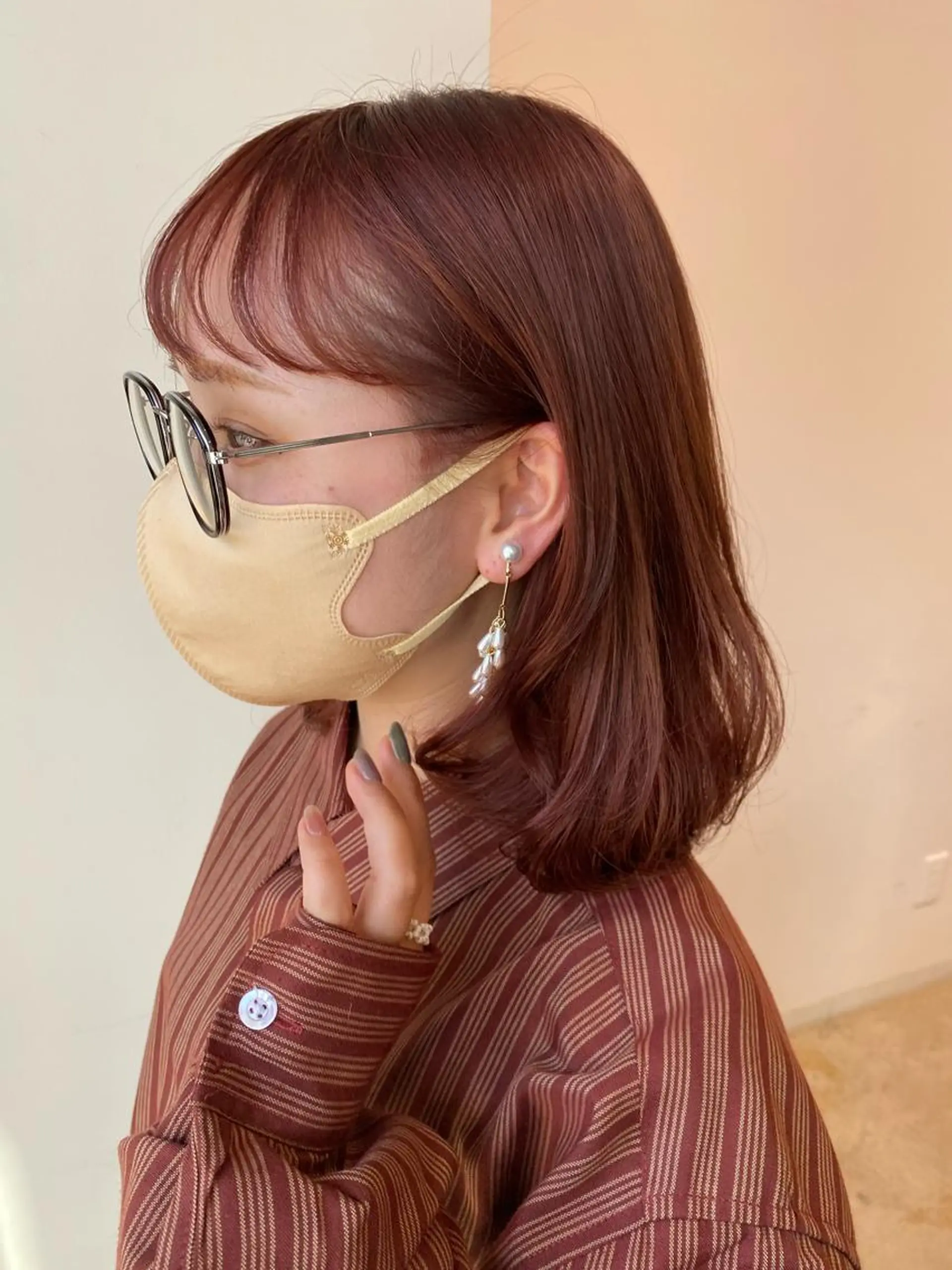 ミディアム カラー ブラウンカラー オレンジ オレンジブラウン レイヤー/大人ボブ 渡邉【日吉美容室】のヘアスタイル