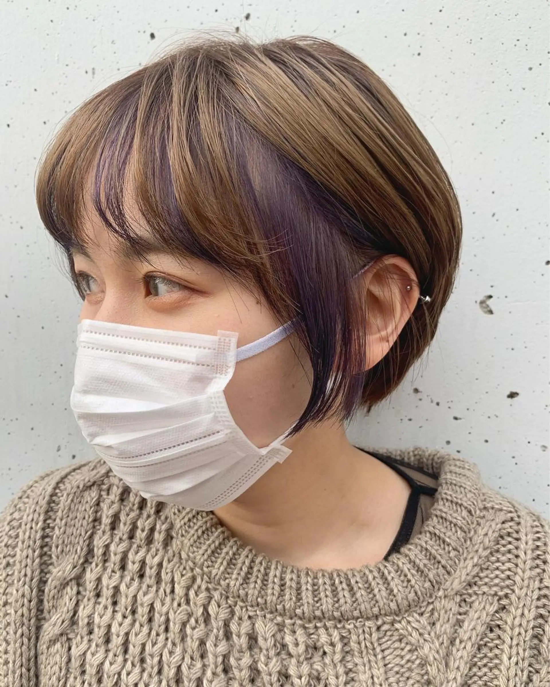 ショート カラー ベージュカラー パープルカラー 似合わせカラー🫶 小川千波のヘアスタイル