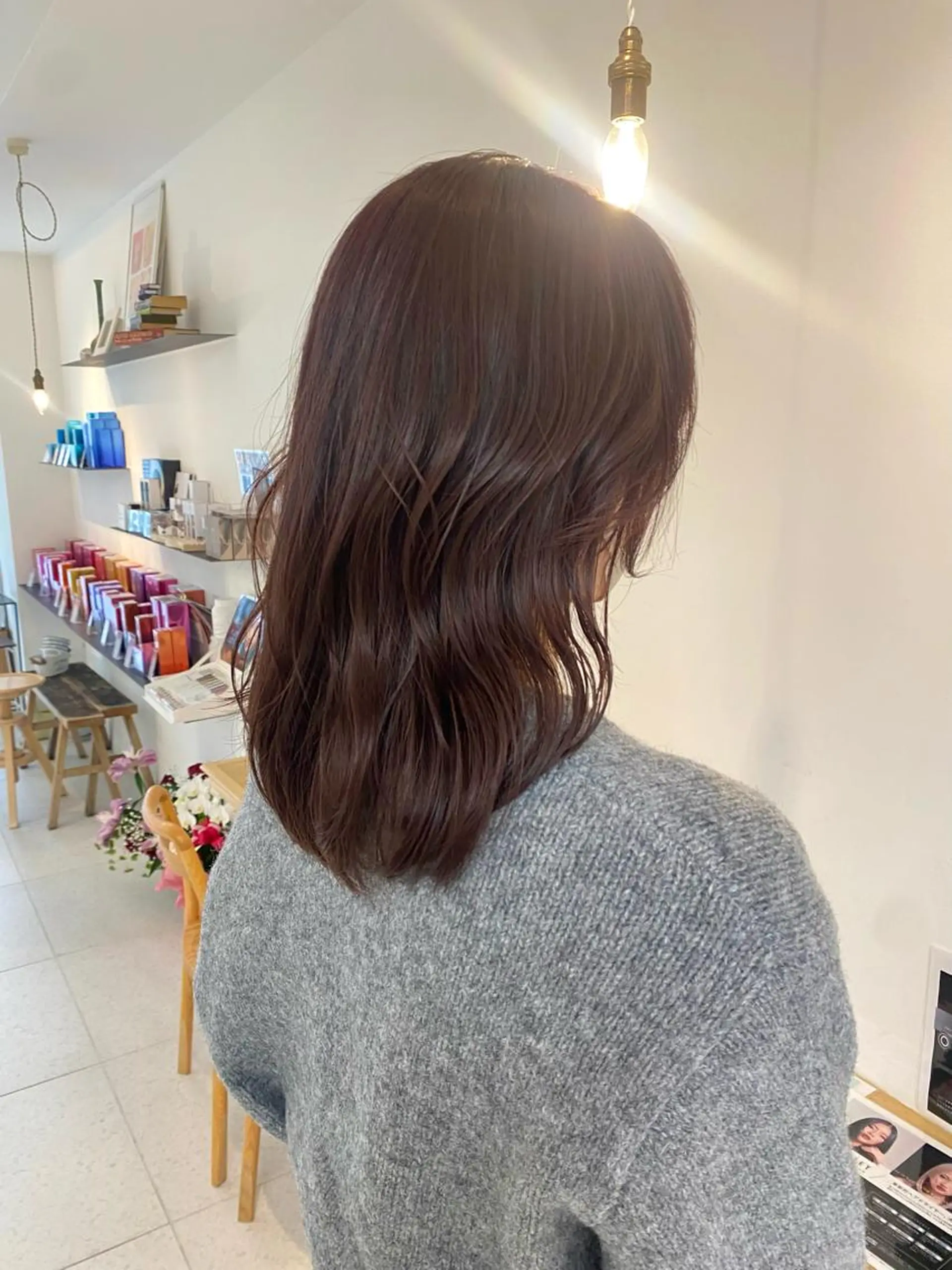 ミディアム カラー カット ヘアカラー トリートメント 安永 涼のヘアスタイル