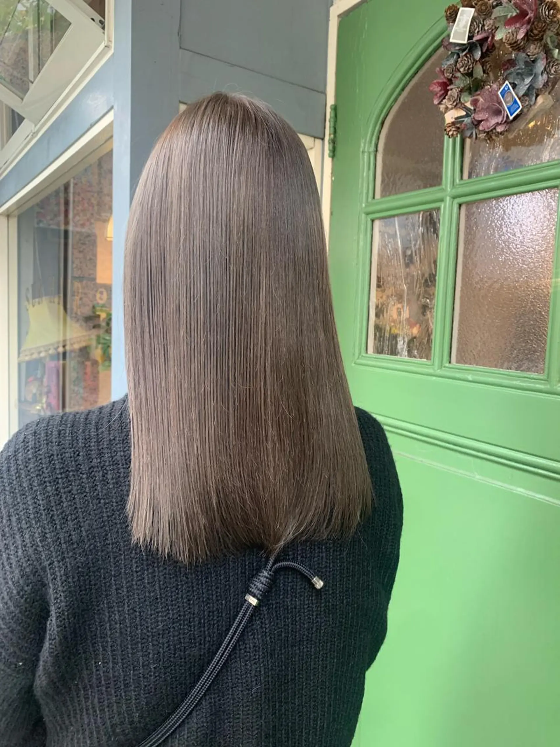 ミディアム カラー グレージュ オリーブグレージュ オリーブグレー ヘアカラー トリートメント 清水千優/パーマ/ メンズパーマのヘアスタイル