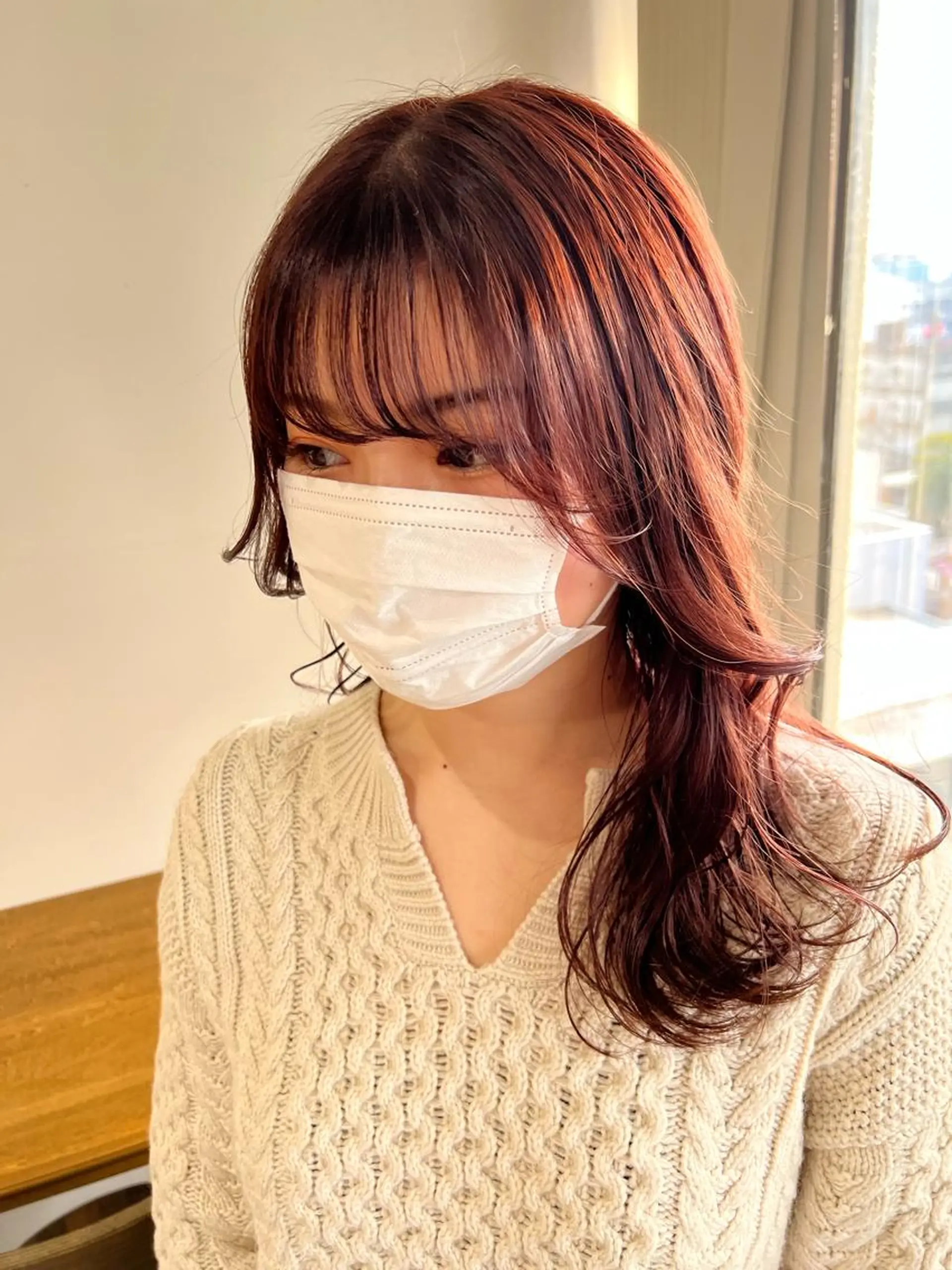 ミディアム カラー ヘアアレンジ ブラウンカラー ピンクカラー ピンクブラウン ヘアカラー トリートメント ヘアセット 金子 廉のヘアスタイル