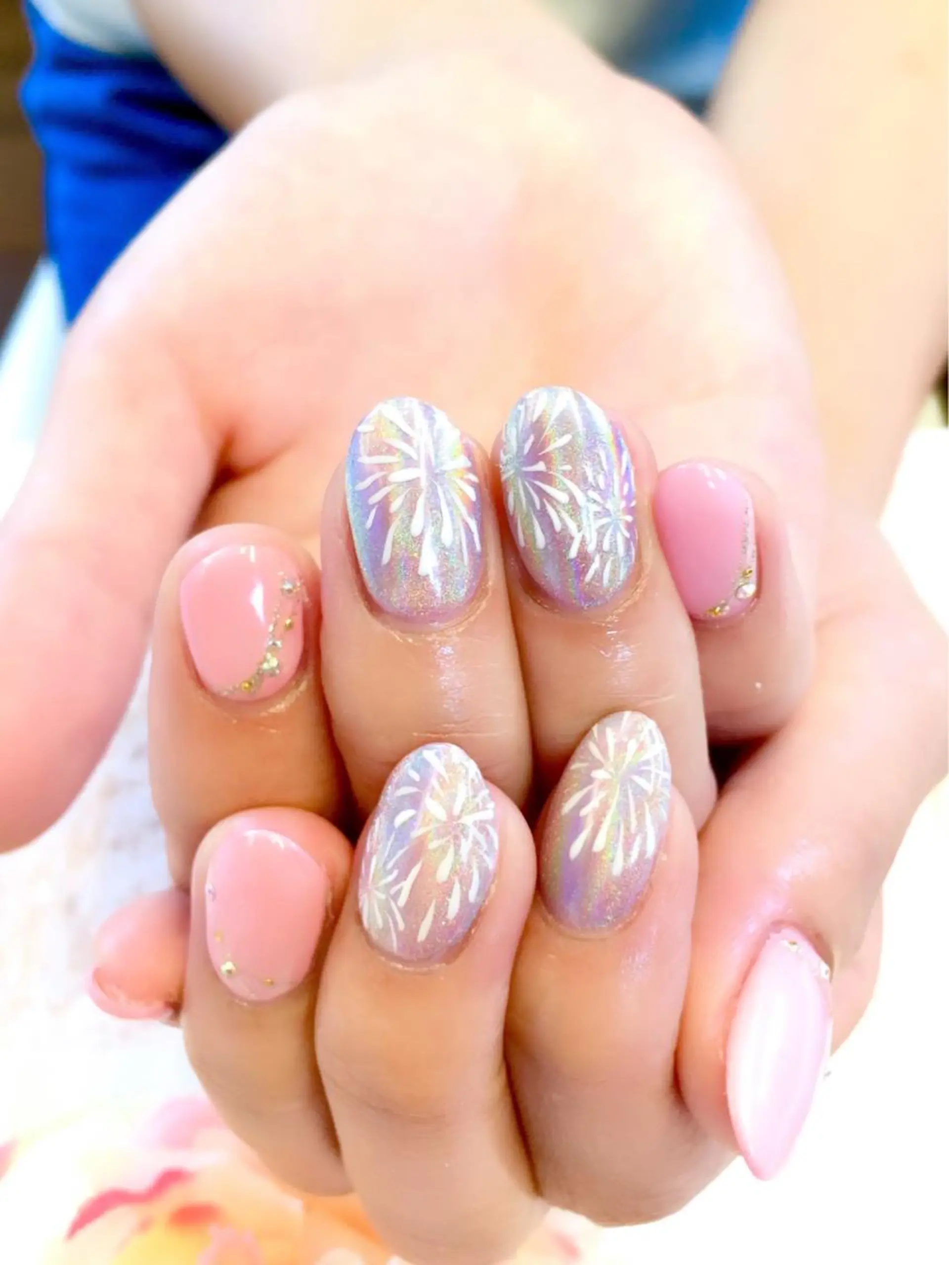 ネイル フットネイル ジェルネイル ミラーネイル パラジェル 春ネイル clover nailのネイルデザイン