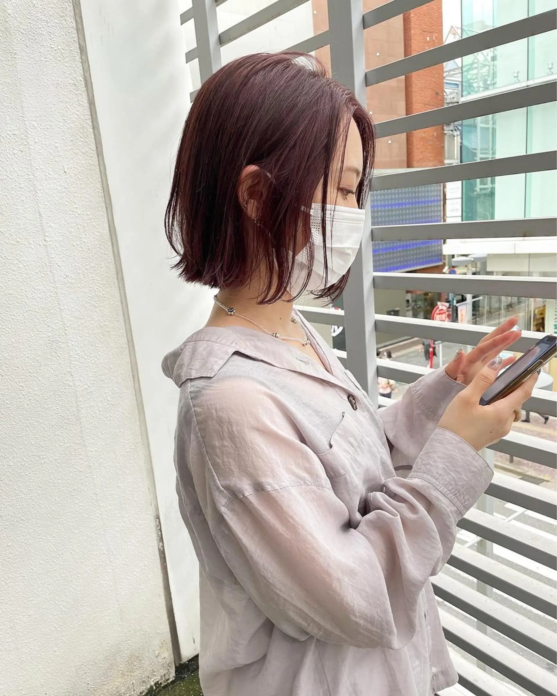 カラー カシス ピンクカラー カット ヘアカラー トリートメント レイヤー/ボブ/ 顔周り/yukinaのヘアスタイル