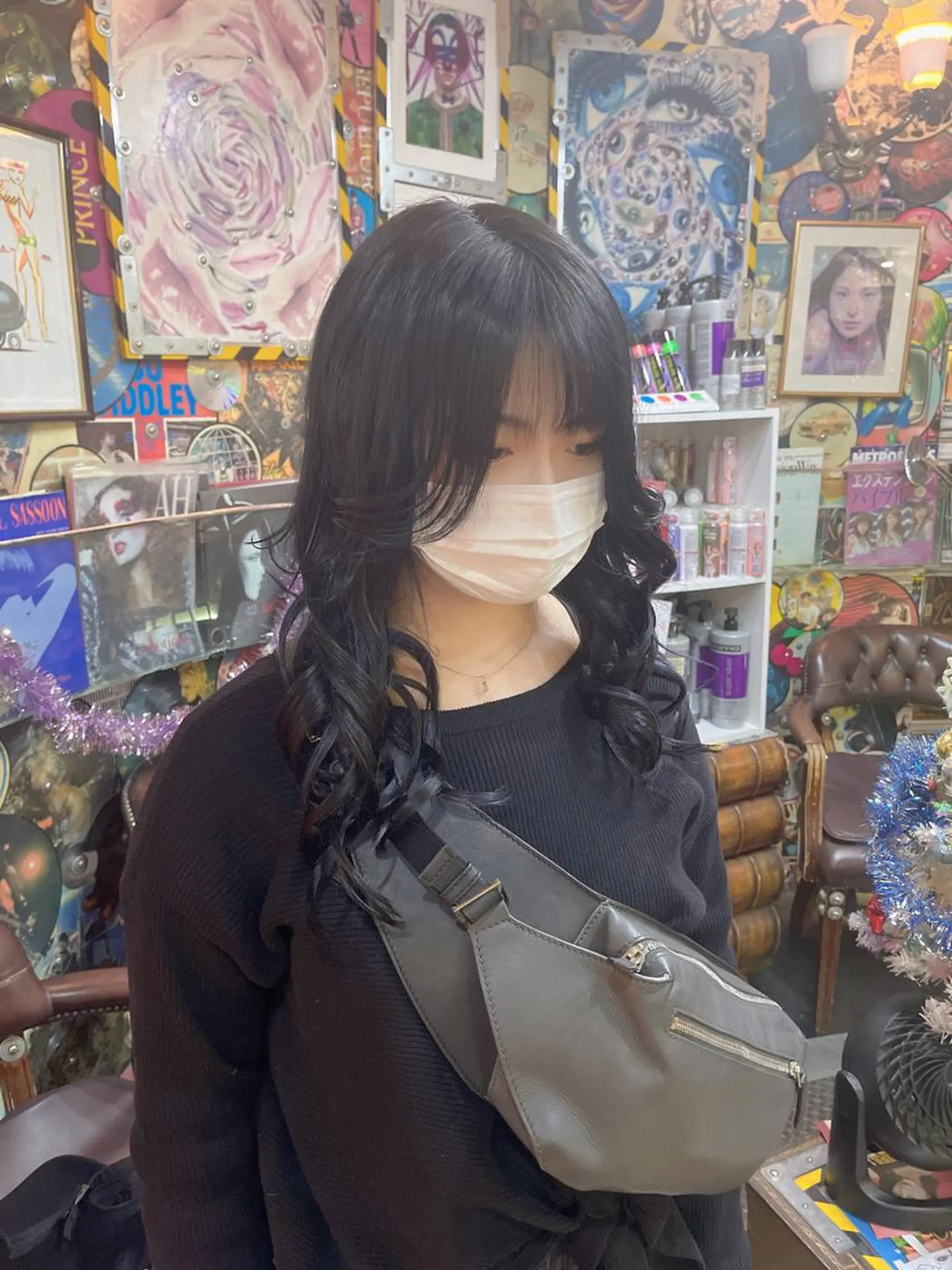 ロング カラー ヘアアレンジ 編み込みエクステ 黒髪 ブルーカラー ブルーブラック ハイライトカラー 🌈派手髪エクステ ブレイズ🌈ひろとのヘアスタイル