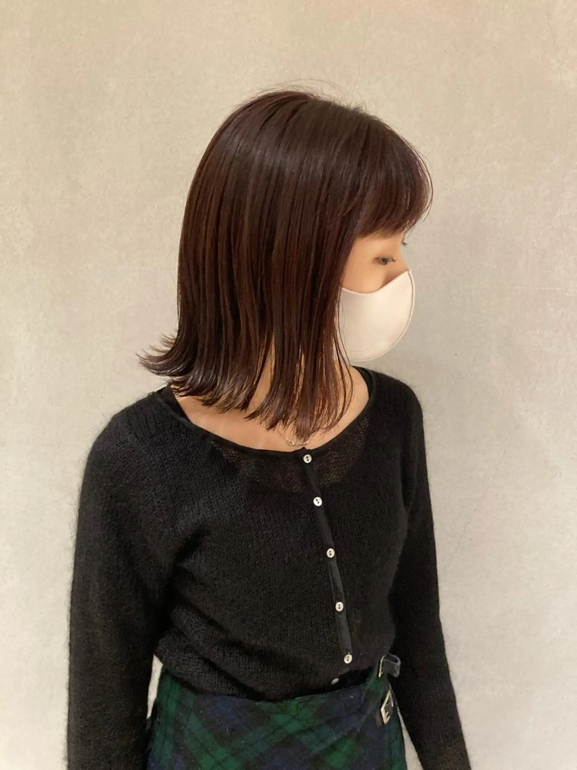 ミディアム カラー ブラウンカラー レッドカラー 外ハネヘア カット トリートメント ボブ/透明感カラー /坂口恵梨子のヘアスタイル