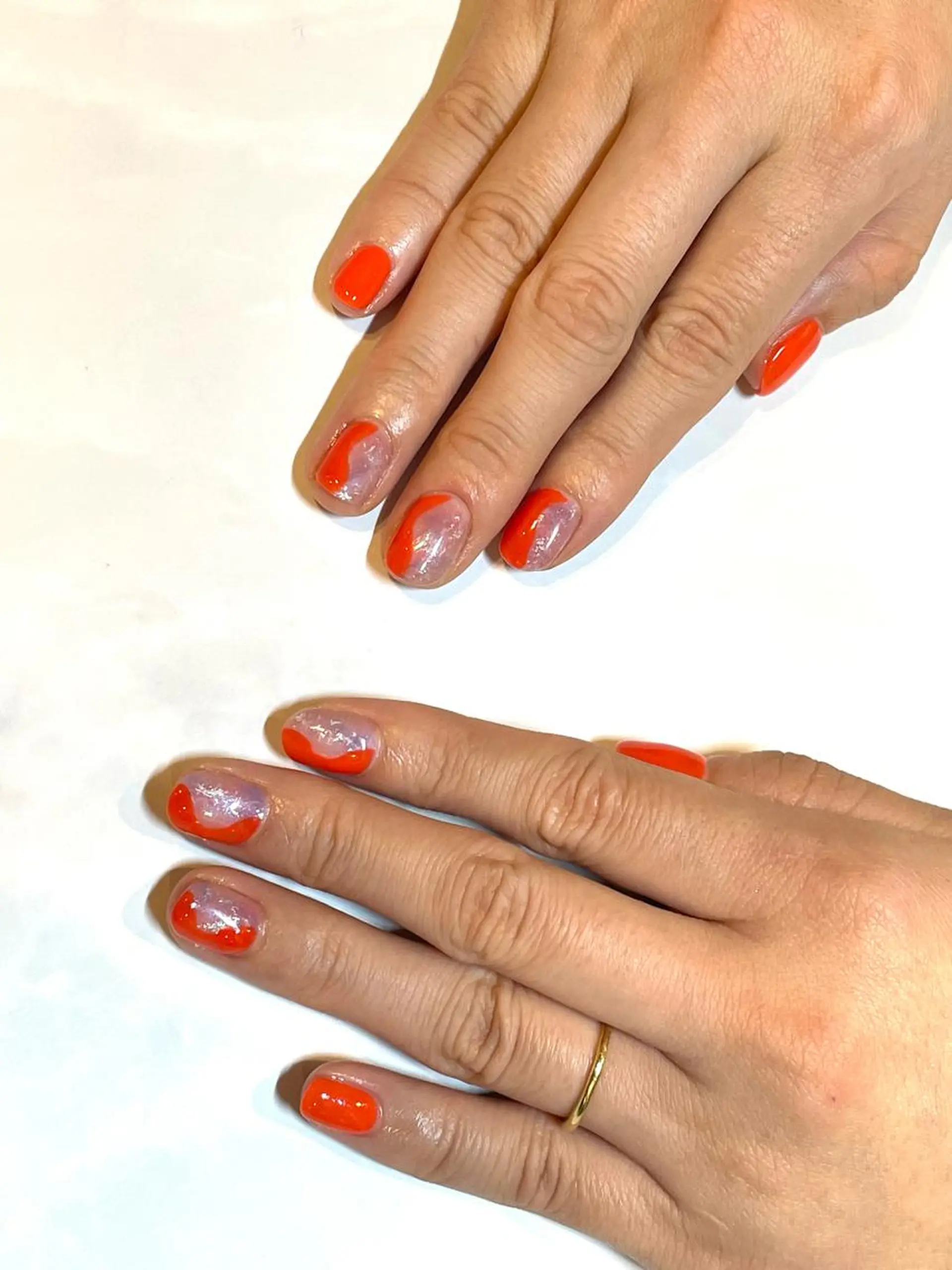 ネイル ジェルネイル 持ち込み ニュアンスネイル オレンジ パラジェル y. salonのマツエク・マツパデザイン