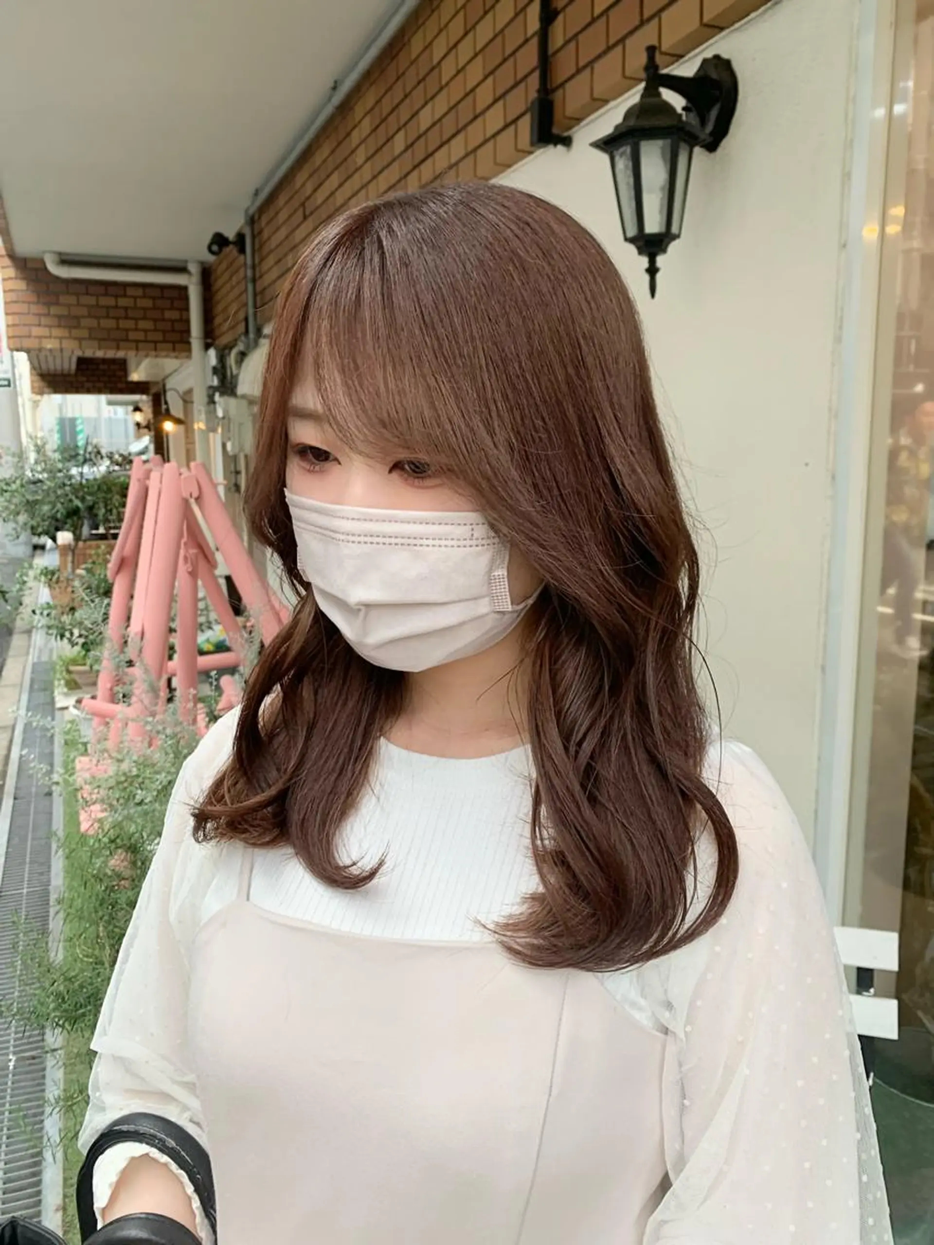 セミロング カラー ブリーチ カット ヘアカラー トリートメント ヘッドスパ 田中 優衣のヘアスタイル