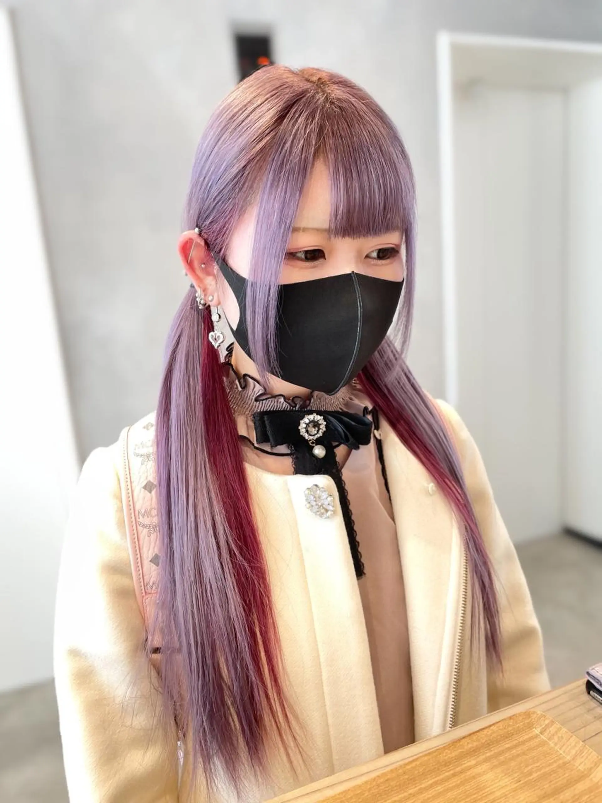 ロング カラー ヘアカラー トリートメント ヘアセット ハイトーン×レイヤー /遠藤将太のヘアスタイル