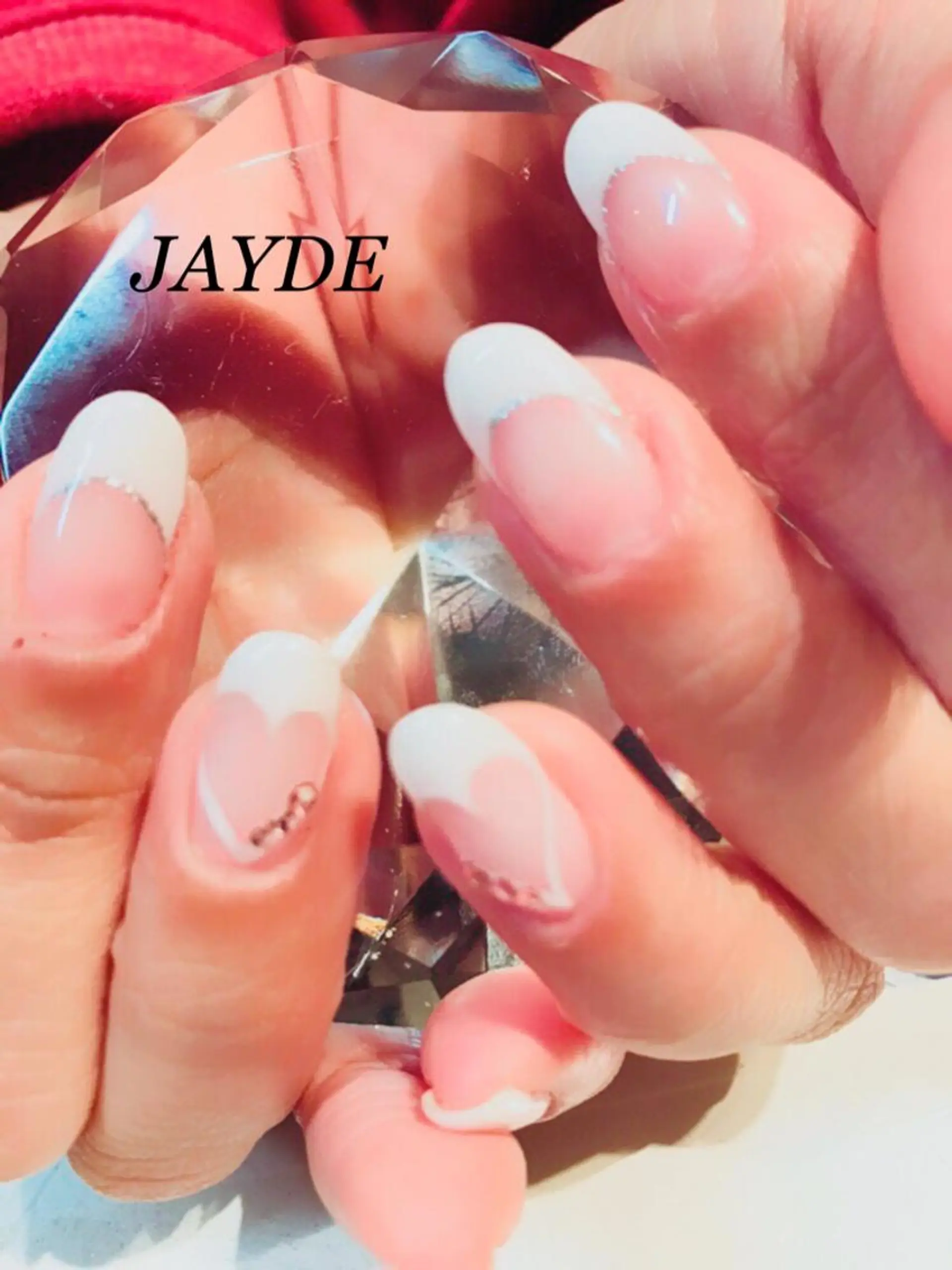 ネイル フレンチネイル ハート ホワイト JAYDE ジェイドのマツエク・マツパデザイン
