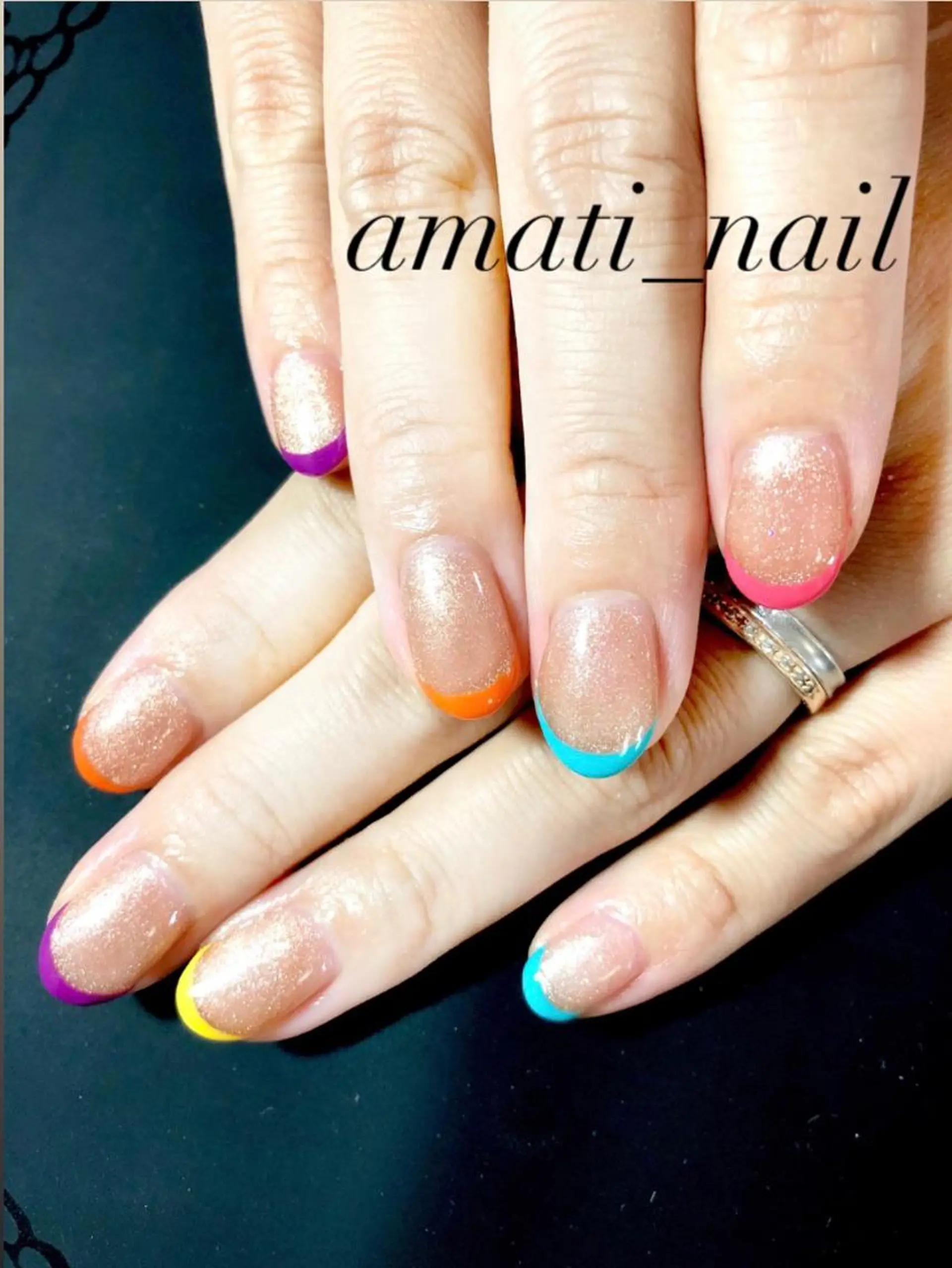 ネイル ブラウン フレンチネイル ジェルネイル マグネットネイル amati_nail TAKAKOのネイルデザイン