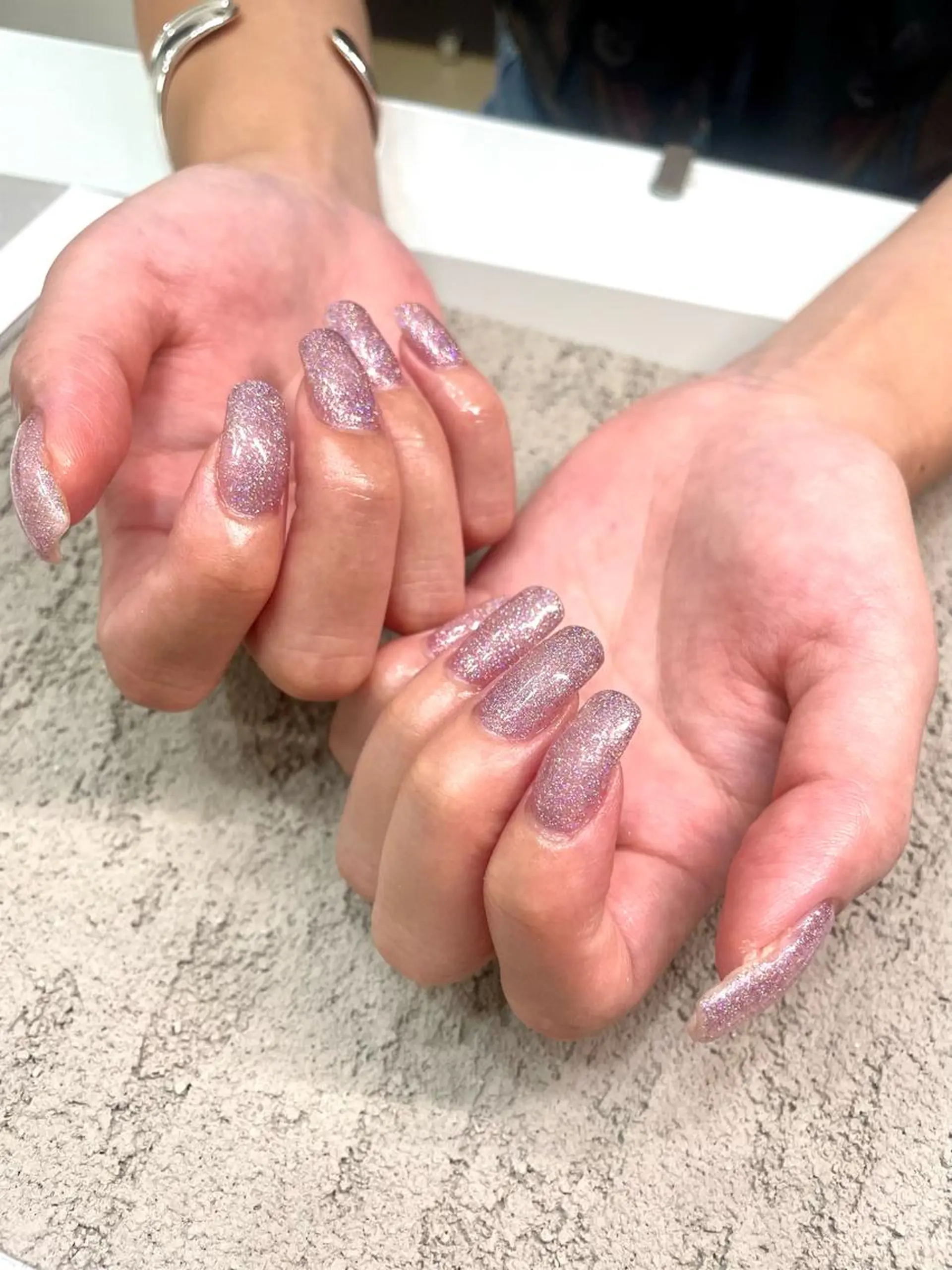 ネイル ラメ(グリッター) ピンク salon te.のネイルデザイン