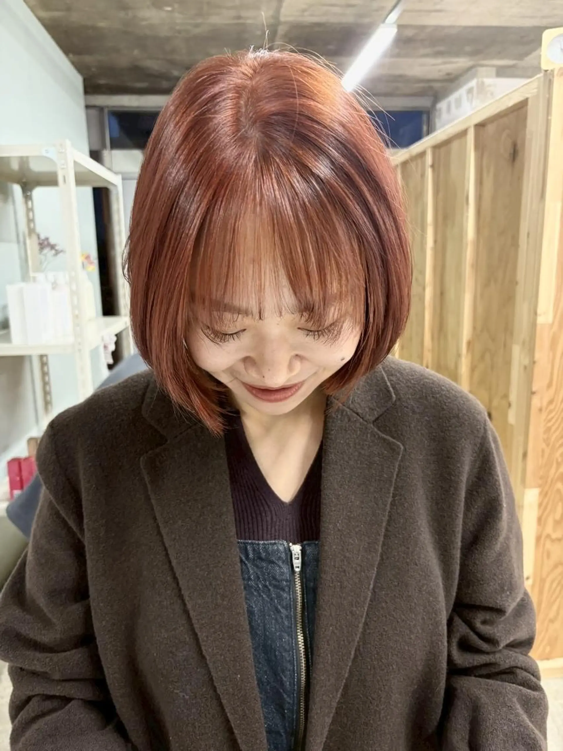 ショート カラー ブリーチ ブラウンカラー 透明感カラー ブリーチなしカラー オレンジ ヘアカラー トリートメント トレンドパーマ/ ボブ🌰くりーわのヘアスタイル