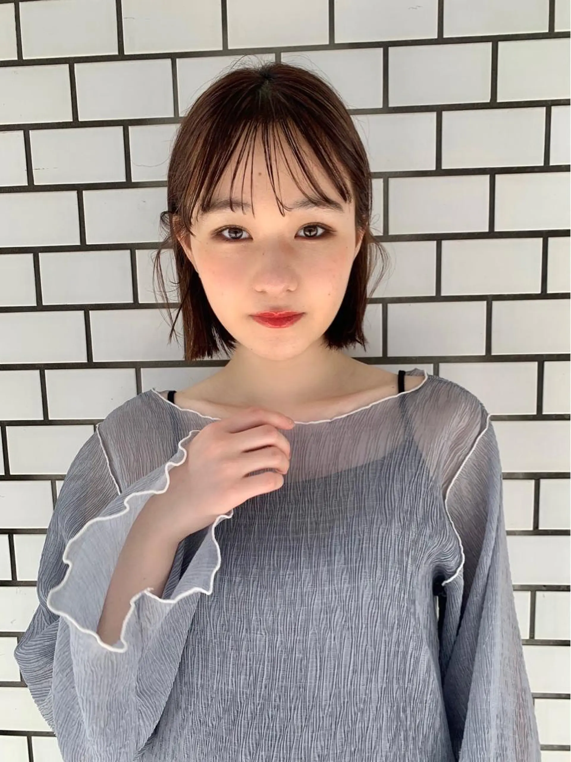 ショート カラー ボブ 髪質改善 トリートメント 柔らかブラウン/顔周 りレイヤー♡ユウシのヘアスタイル
